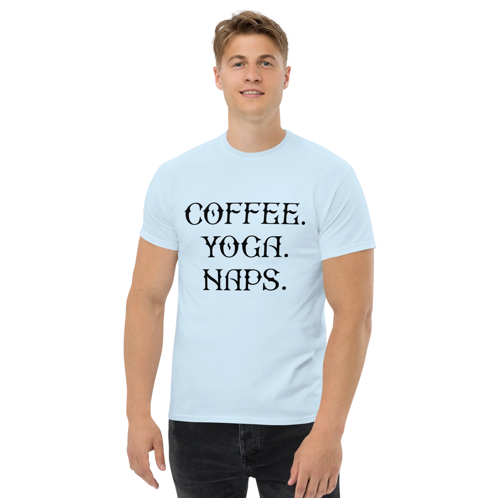 COFFEE YOGA NAPS unisex t-shirt - - Coffee shirts - Printoo Shop