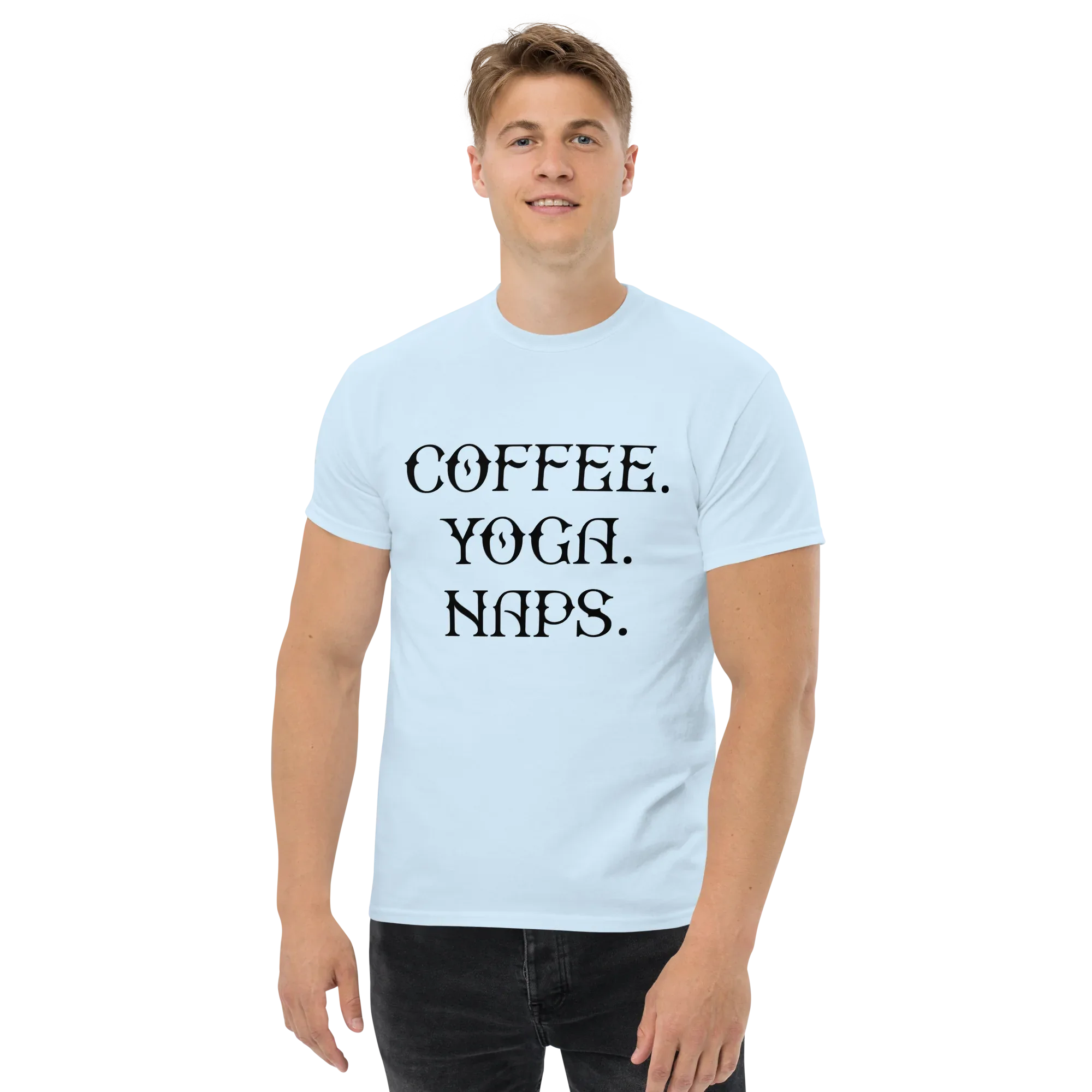 COFFEE YOGA NAPS unisex t-shirt - - Coffee shirts - Printoo Shop
