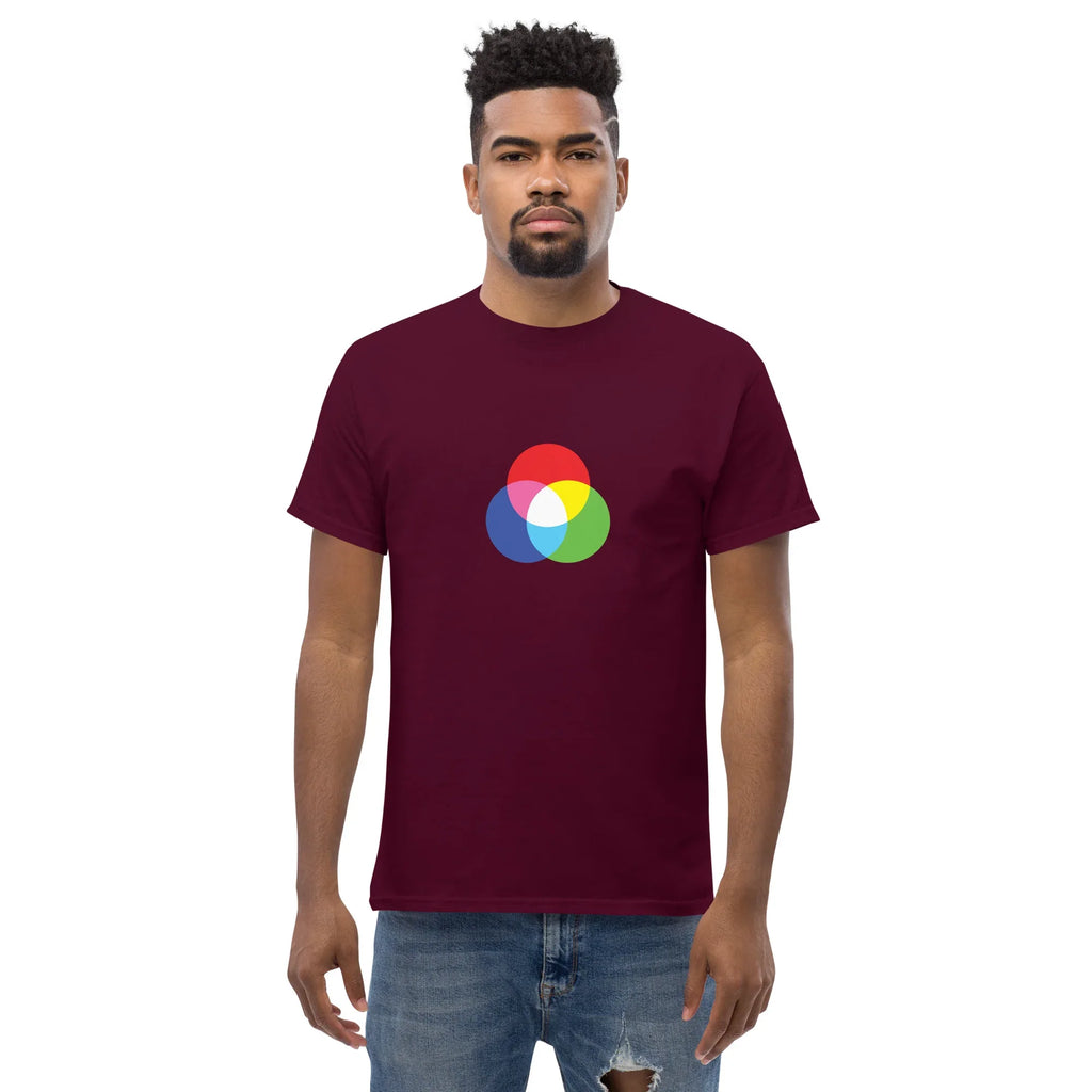 RGB CIRCLES men's t-shirt - Maroon / S - Printoo Shop - 7743944_12634