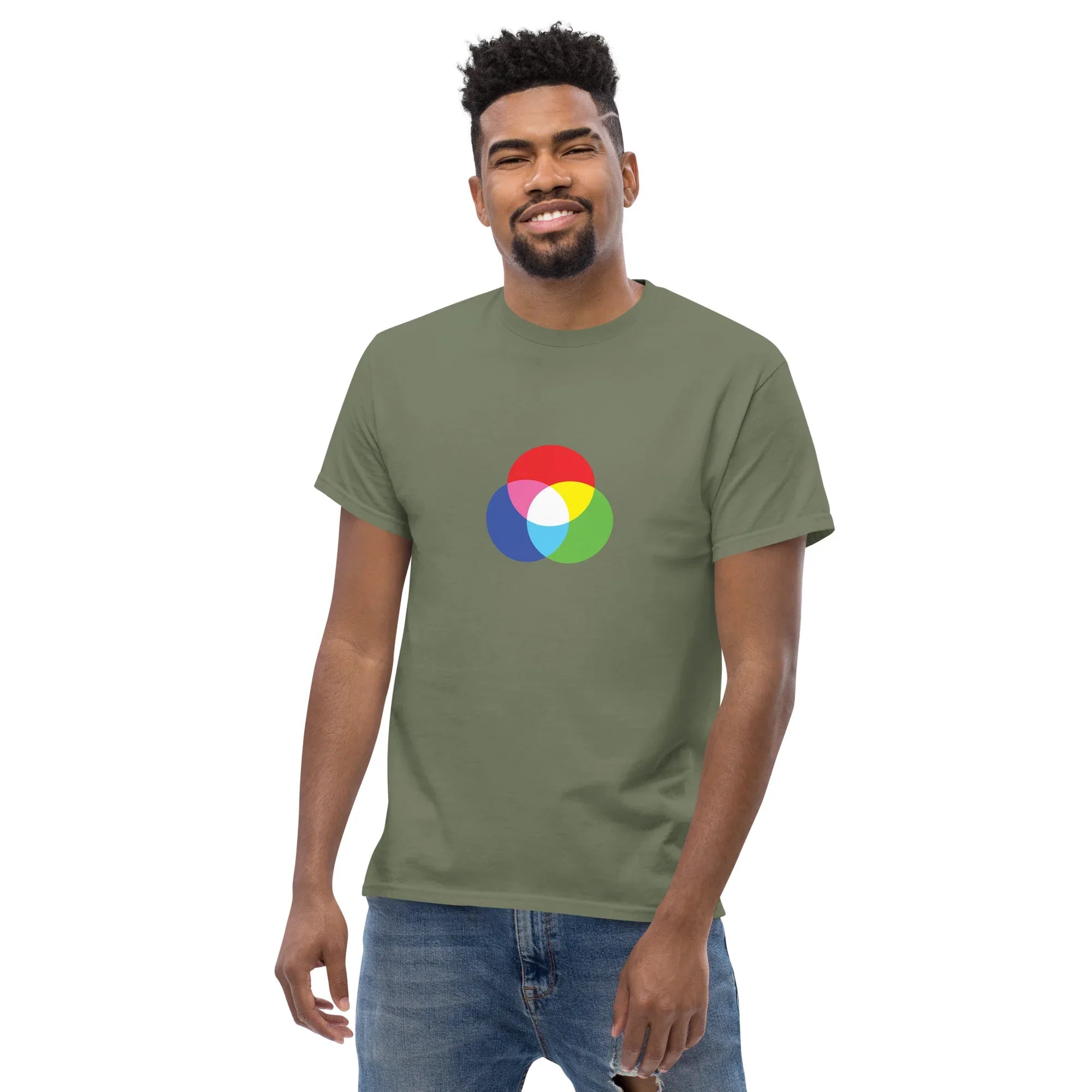 RGB CIRCLES men's t-shirt - Military Green / S - Printoo Shop - 7743944_15867
