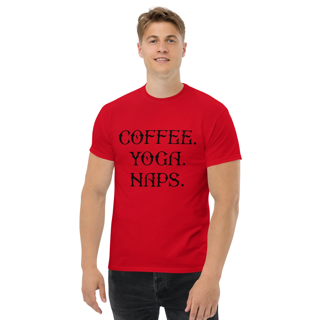 COFFEE YOGA NAPS unisex t-shirt - - Coffee shirts - Printoo Shop