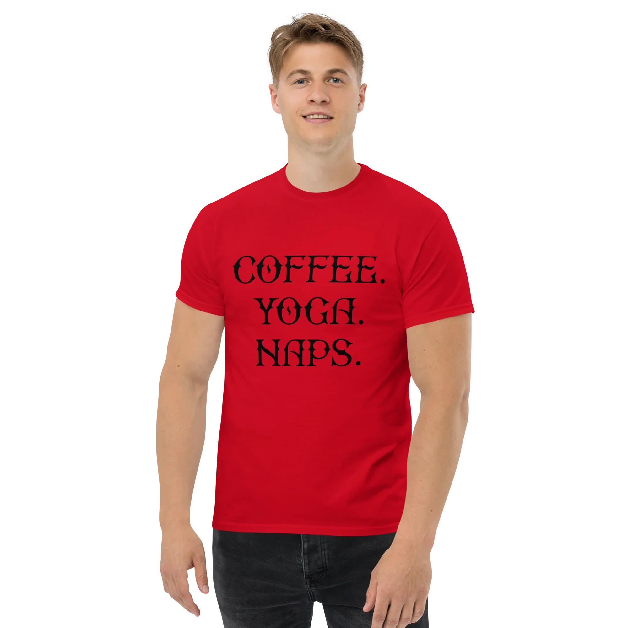 COFFEE YOGA NAPS unisex t-shirt - - Coffee shirts - Printoo Shop