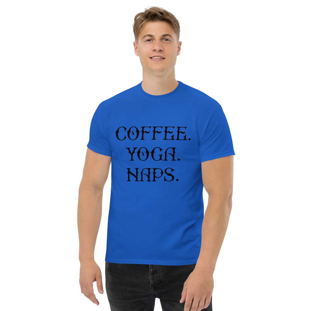 COFFEE YOGA NAPS unisex t-shirt - - Coffee shirts - Printoo Shop