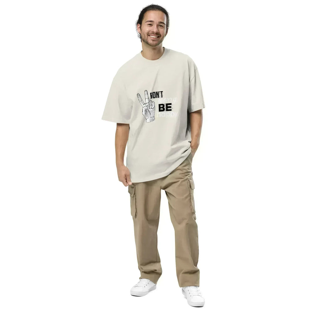 BE HAPPY oversized men’s t-shirt - Printoo Shop - - Men's,men's t-shirt,Oversized Faded T-Shirt | AS Colour 5082,SS 2026,t-shirt