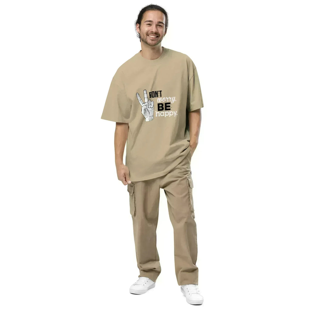 BE HAPPY oversized men’s t-shirt - Printoo Shop - - Men's,men's t-shirt,Oversized Faded T-Shirt | AS Colour 5082,SS 2026,t-shirt