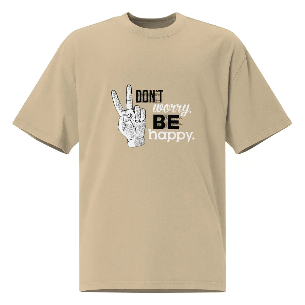 BE HAPPY oversized men’s t-shirt - Printoo Shop - - Men's,men's t-shirt,Oversized Faded T-Shirt | AS Colour 5082,SS 2026,t-shirt