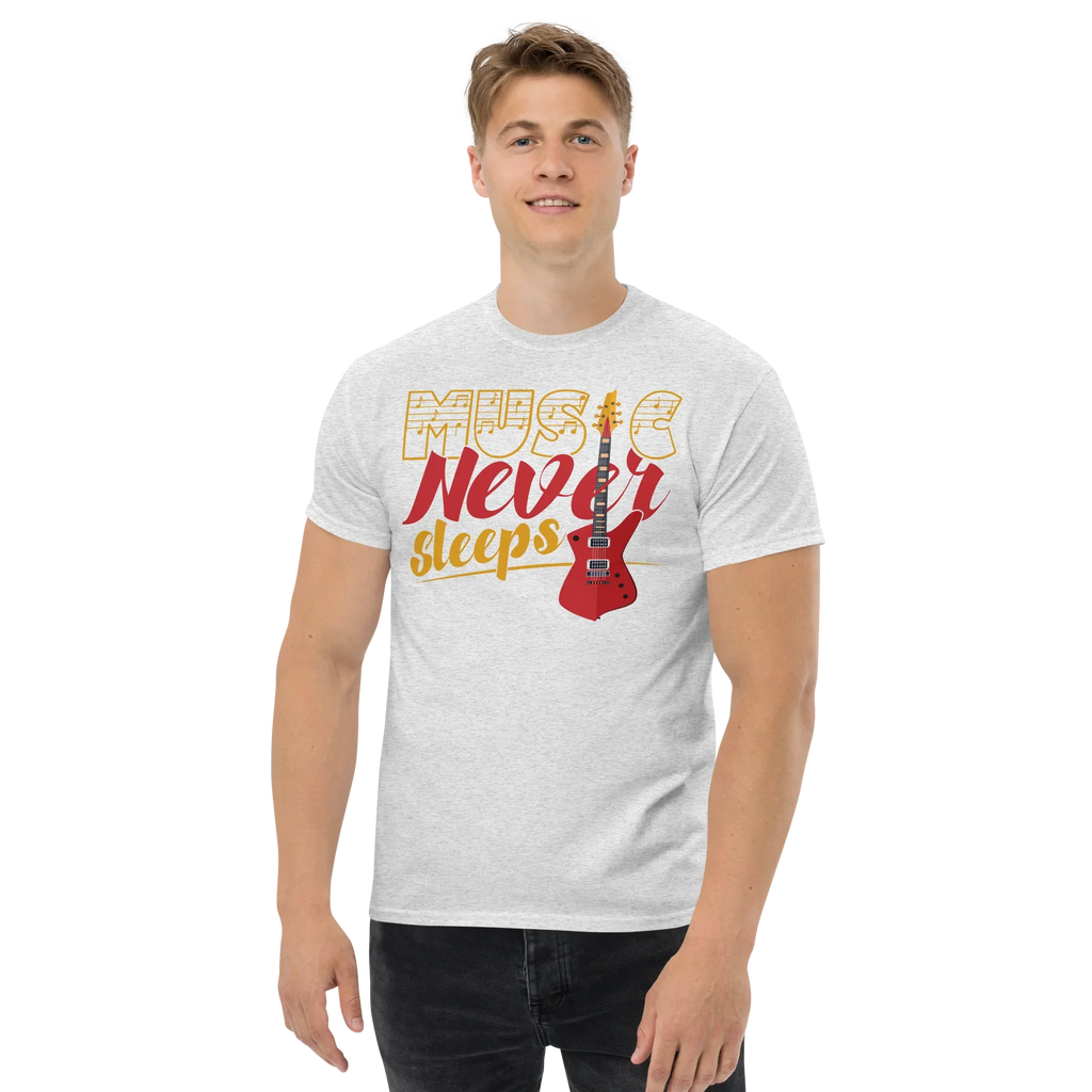 MUSIC NEVER SLEEPS unisex t-shirt - - Music t-shirts - Printoo Shop