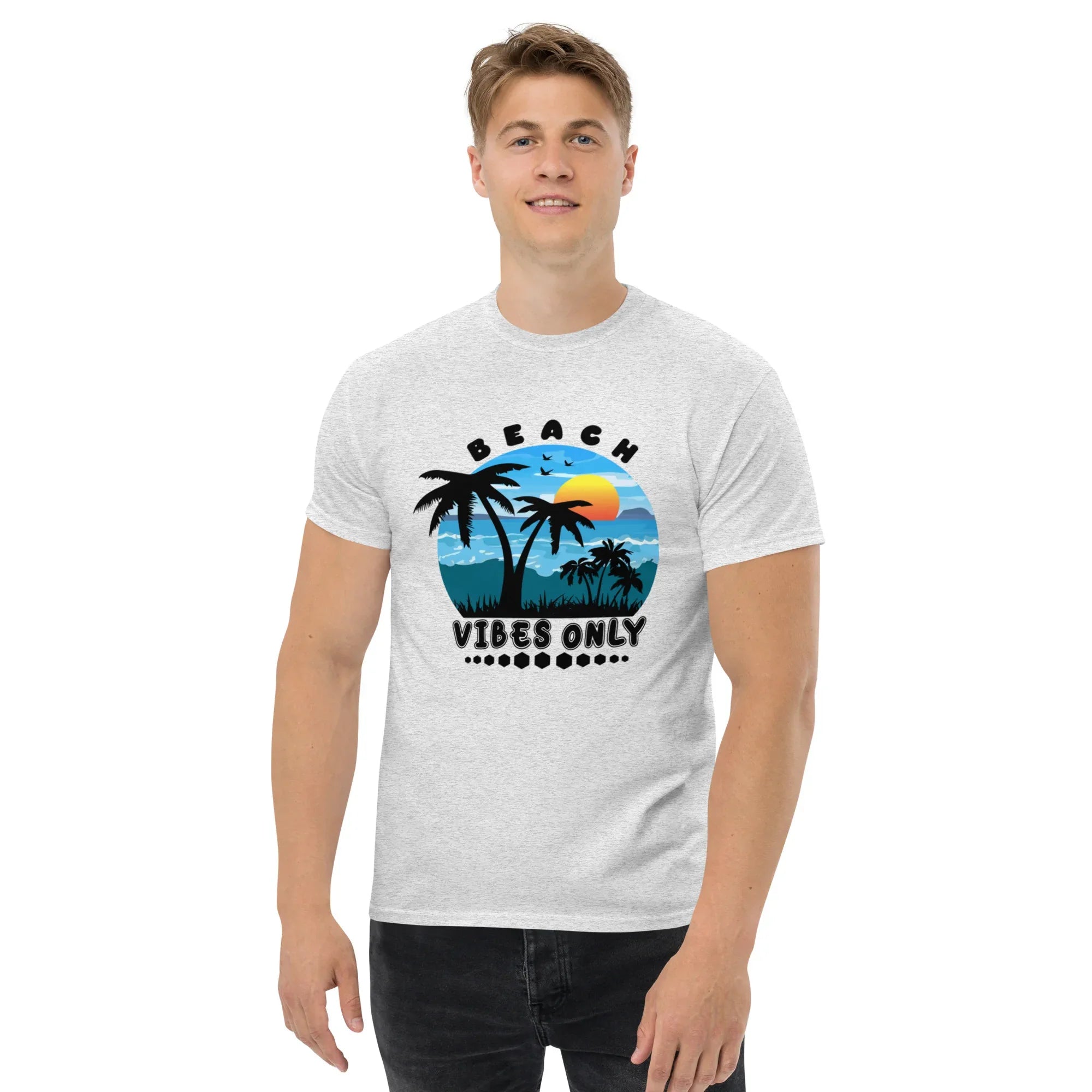 BEACH VIBES ONLY men’s t-shirt - Sapphire / S - Printoo Shop - 5821647_21659