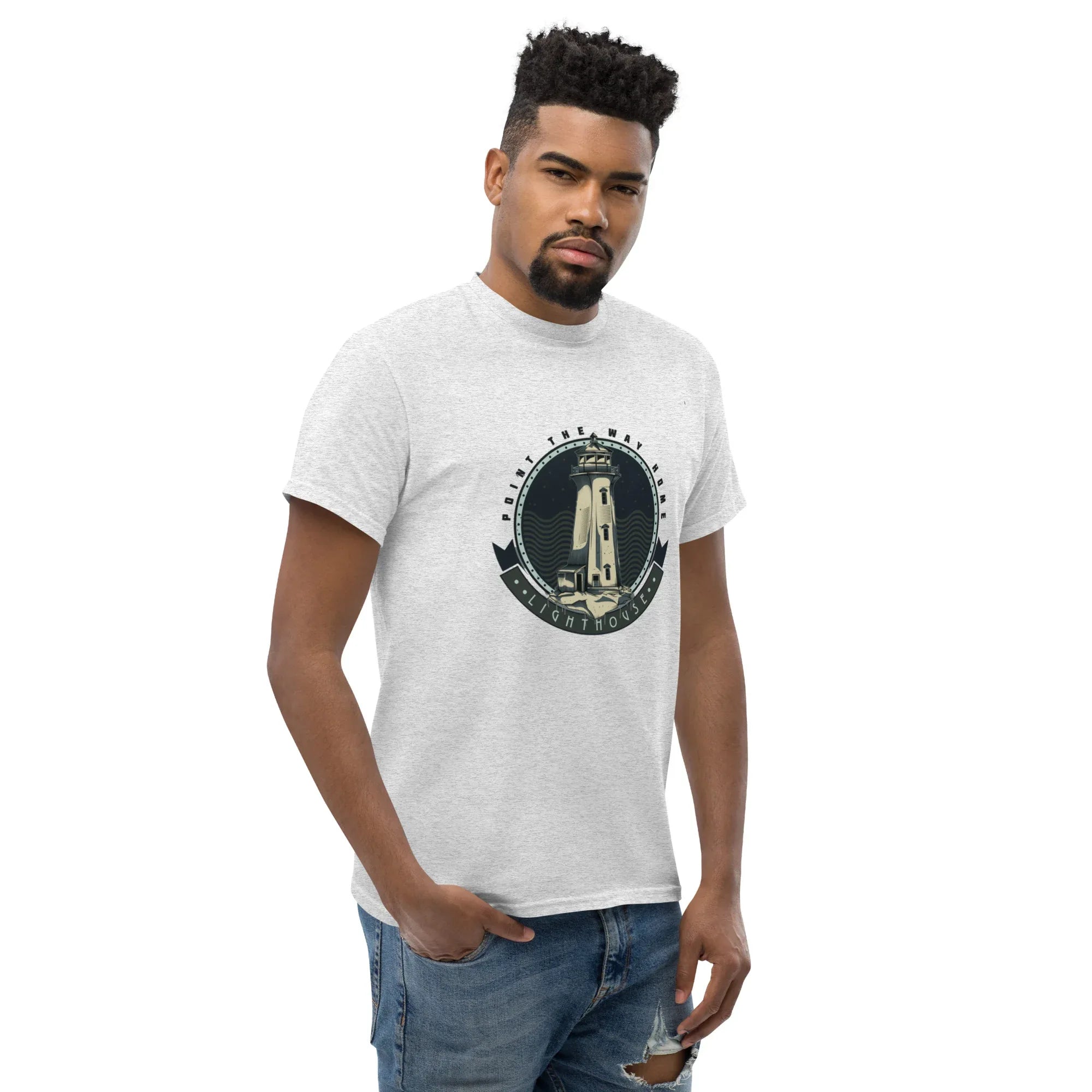 POINT THE WAY HOME men’s t-shirt - Sapphire / S - Printoo Shop - 5028647_21659
