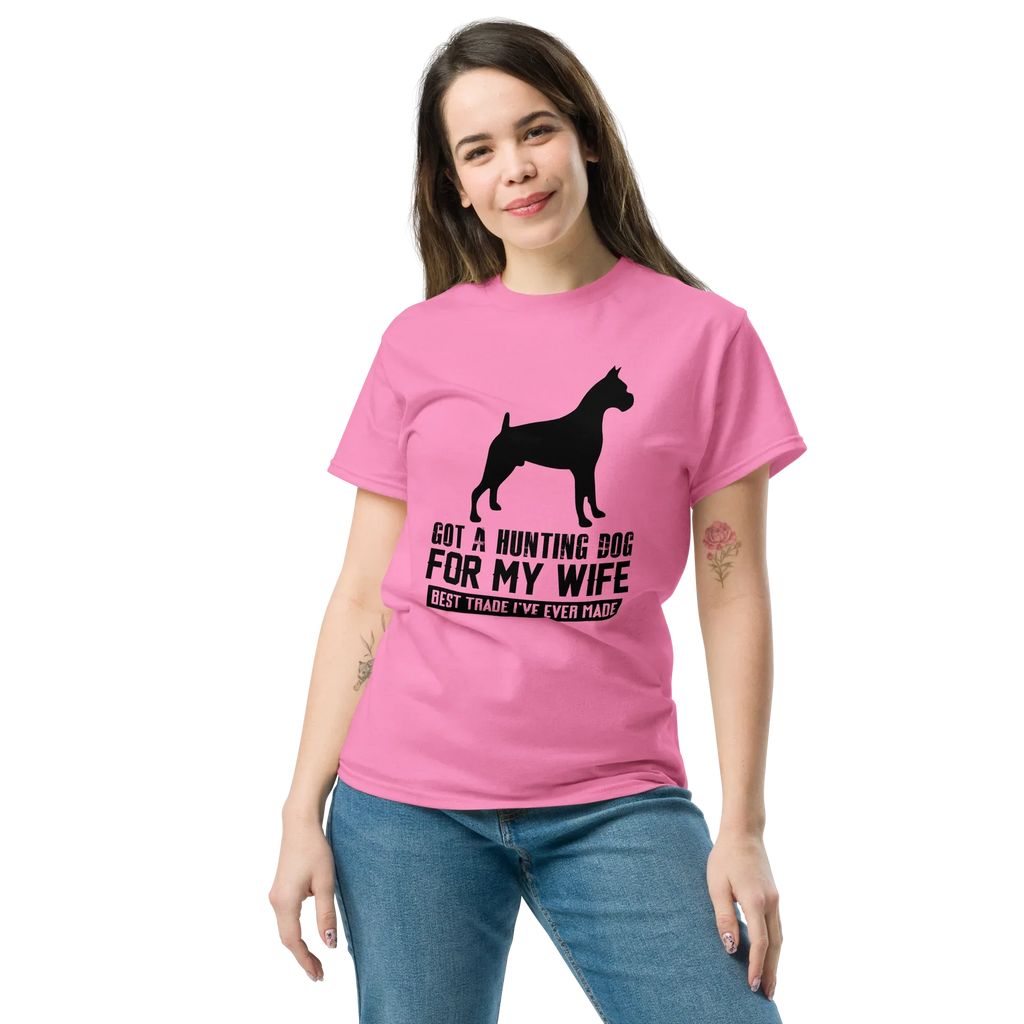 HUNTING DOG unisex t-shirt - Azalea / S - Printoo Shop - 9585535_15813