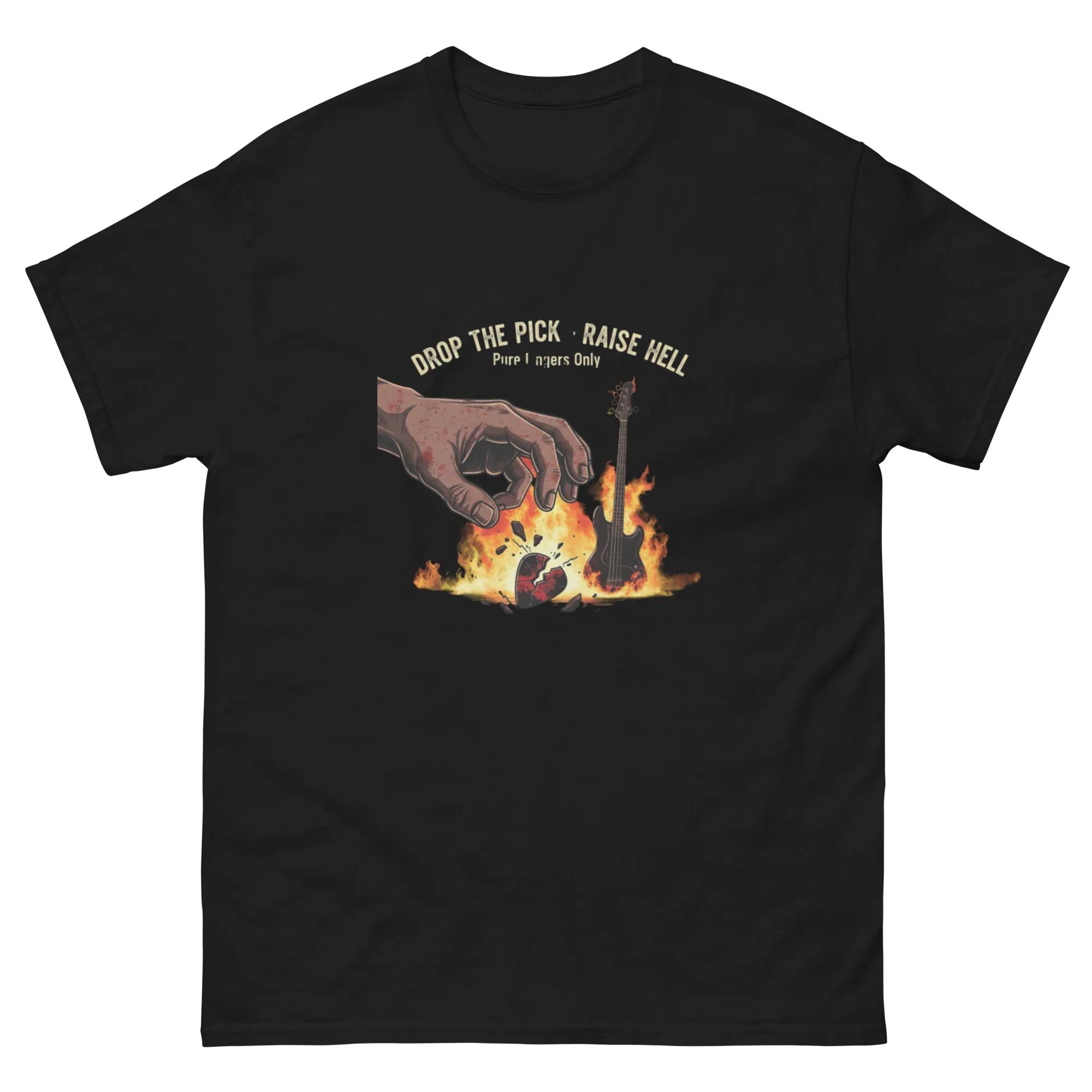 DROP THE PICK RAISE HELL unisex t-shirt - Printoo Shop - - metalmusic, Music t-shirt, t-shirt, unisex, Unisex Classic Tee | Gildan 5000