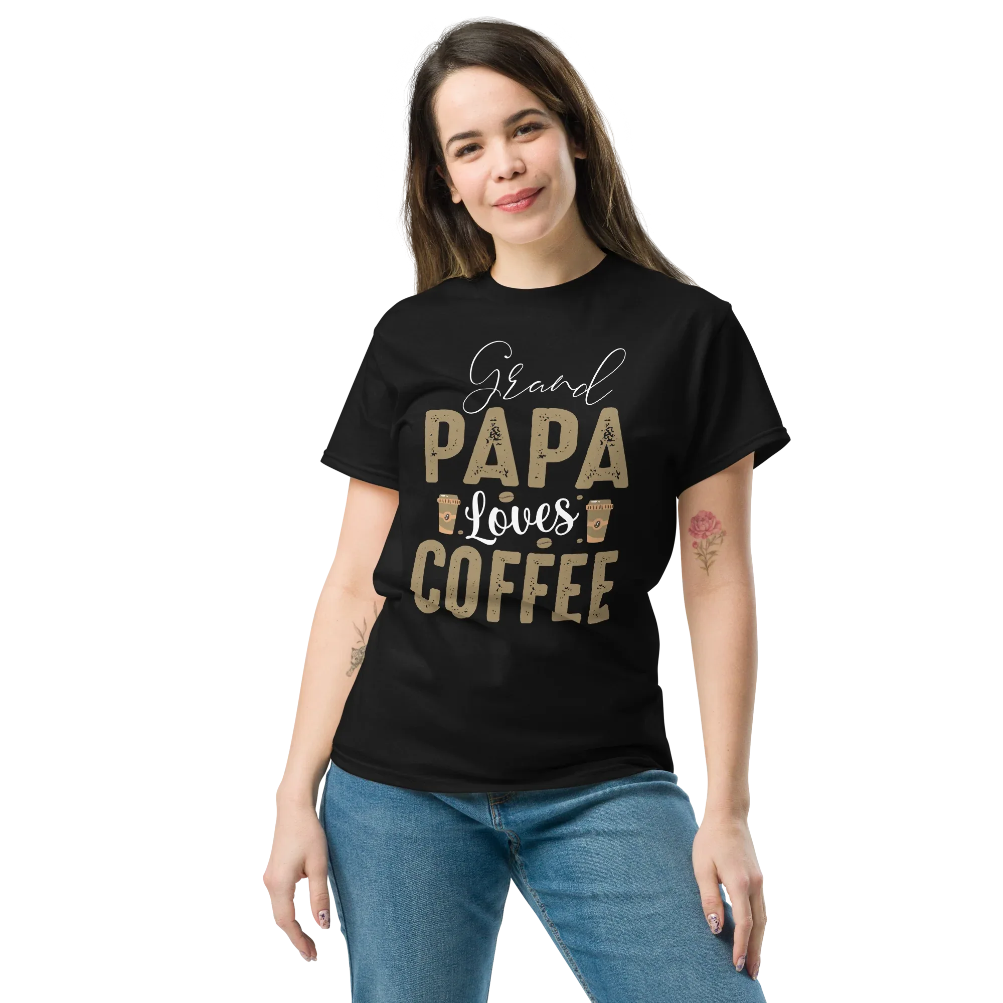 GRANDPA LOVES COFFEE unisex t-shirt - Printoo Shop - - t-shirt, unisex, Unisex Classic Tee | Gildan 5000