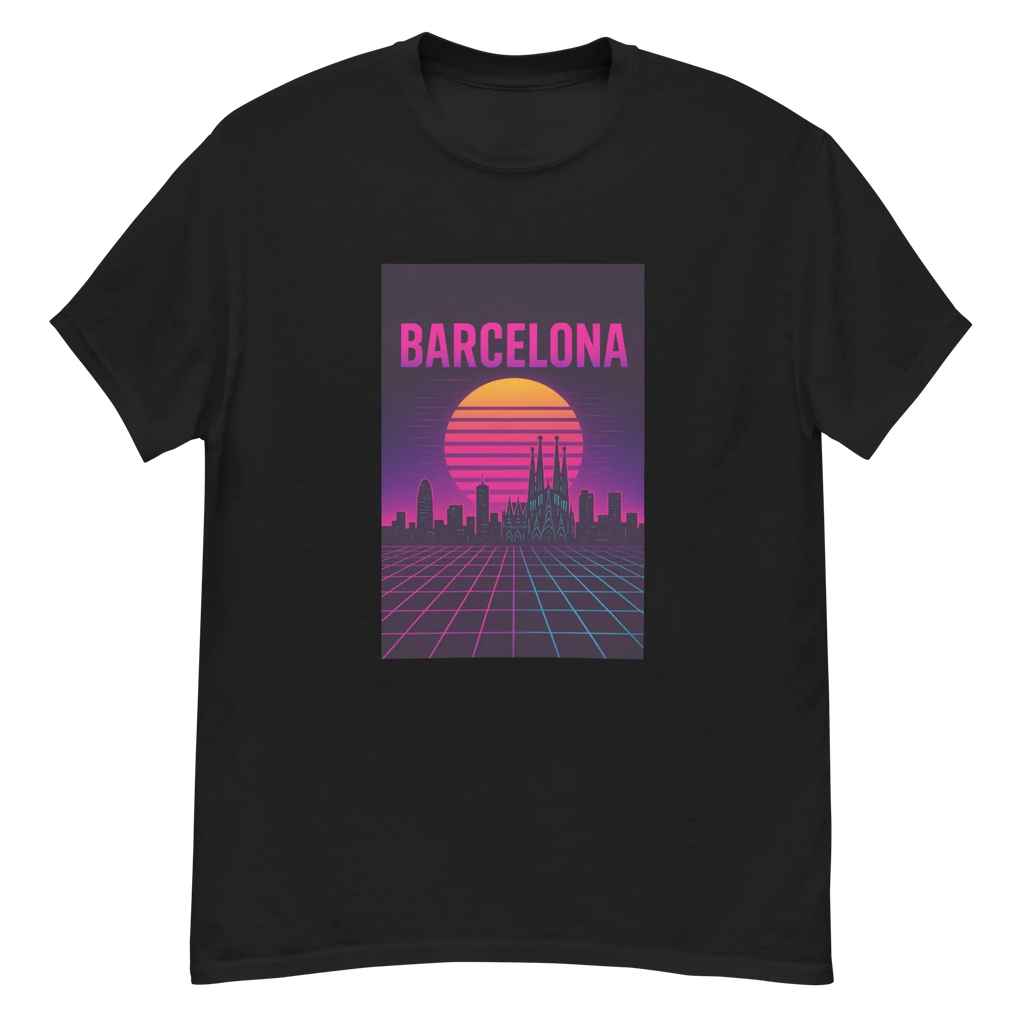 BARCELONA RETRO SYNTHWAVE unisex t-shirt - Printoo Shop - - Retro & Synthwave T-Shirts, t-shirt, unisex, Unisex Classic Tee | Gildan 5000