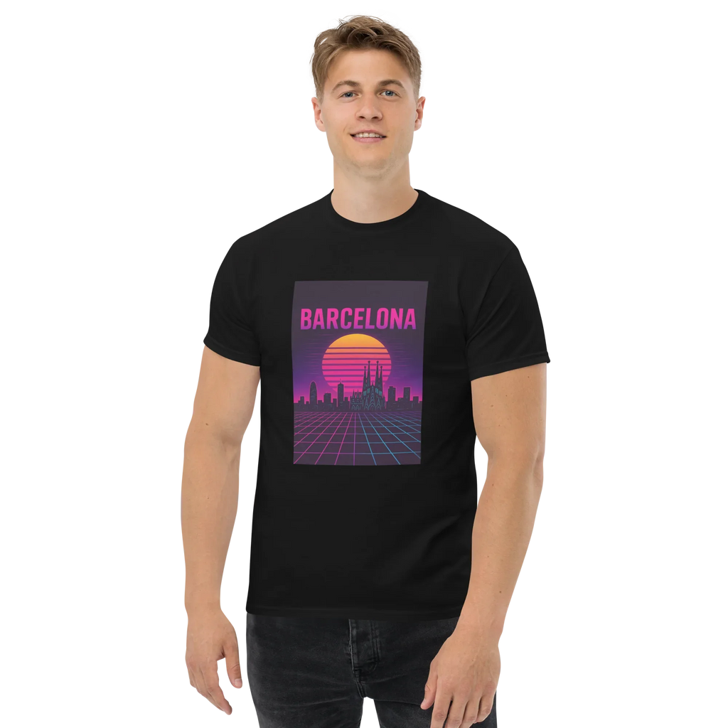 BARCELONA RETRO SYNTHWAVE unisex t-shirt - Printoo Shop - - Retro & Synthwave T-Shirts, t-shirt, unisex, Unisex Classic Tee | Gildan 5000