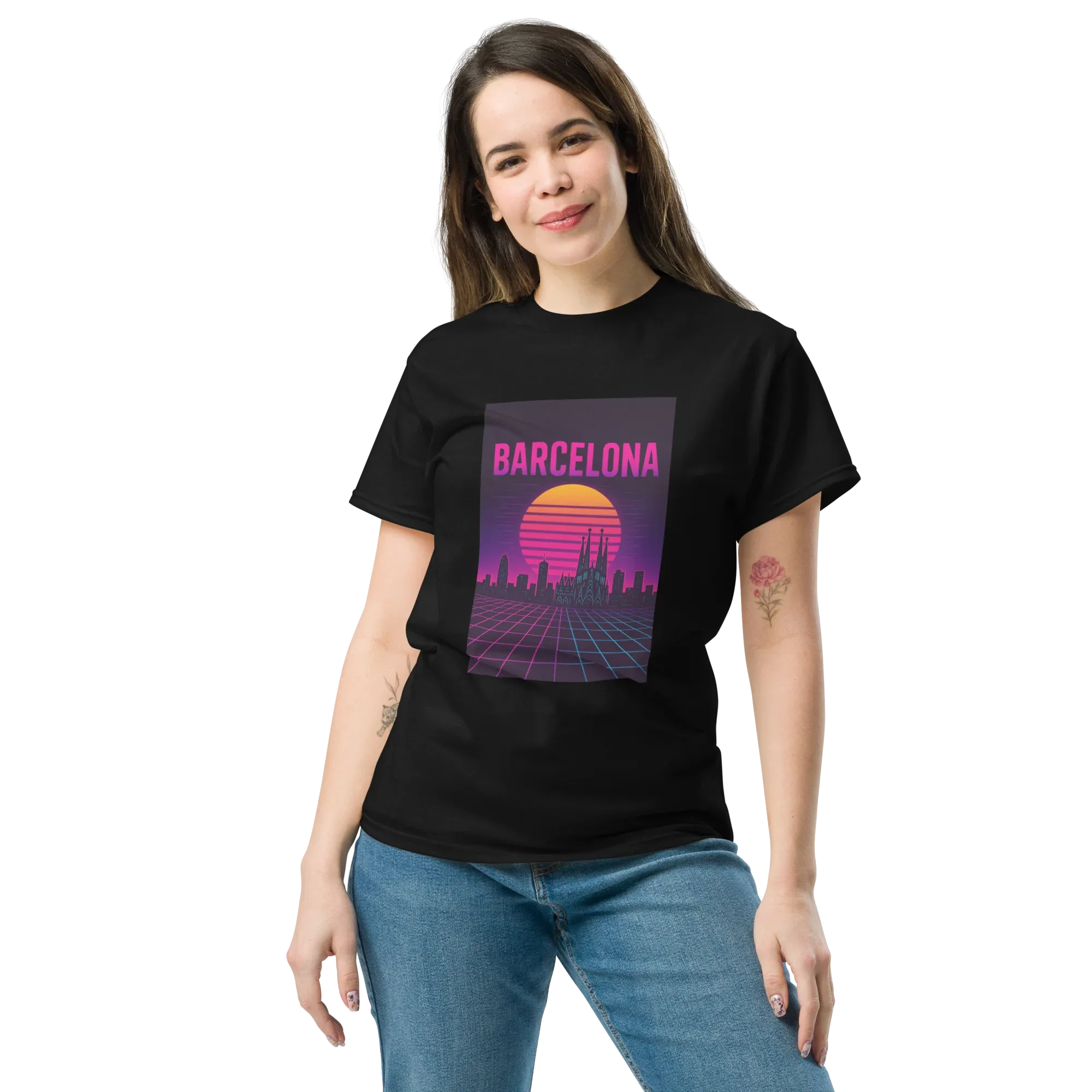 BARCELONA RETRO SYNTHWAVE unisex t-shirt - Printoo Shop - - Retro & Synthwave T-Shirts, t-shirt, unisex, Unisex Classic Tee | Gildan 5000