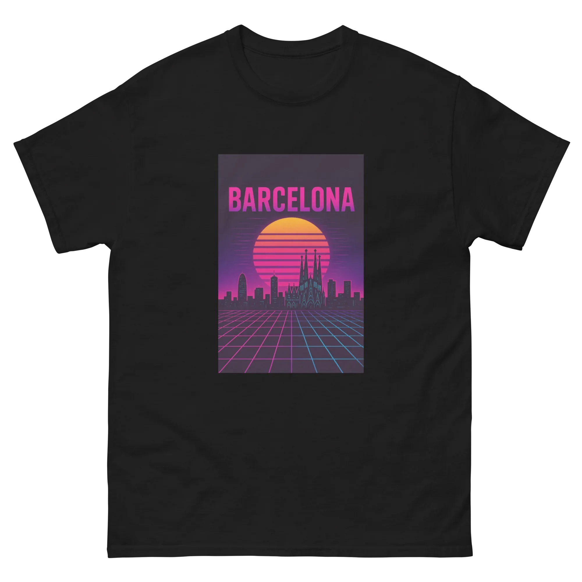 BARCELONA RETRO SYNTHWAVE unisex t-shirt - Printoo Shop - - Retro & Synthwave T-Shirts, t-shirt, unisex, Unisex Classic Tee | Gildan 5000