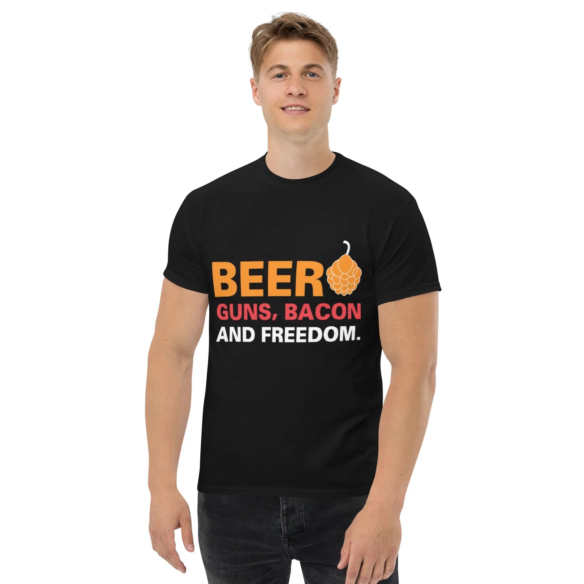 BEER GUNS BACON AND FREEDOM unisex t-shirt - - - Printoo Shop