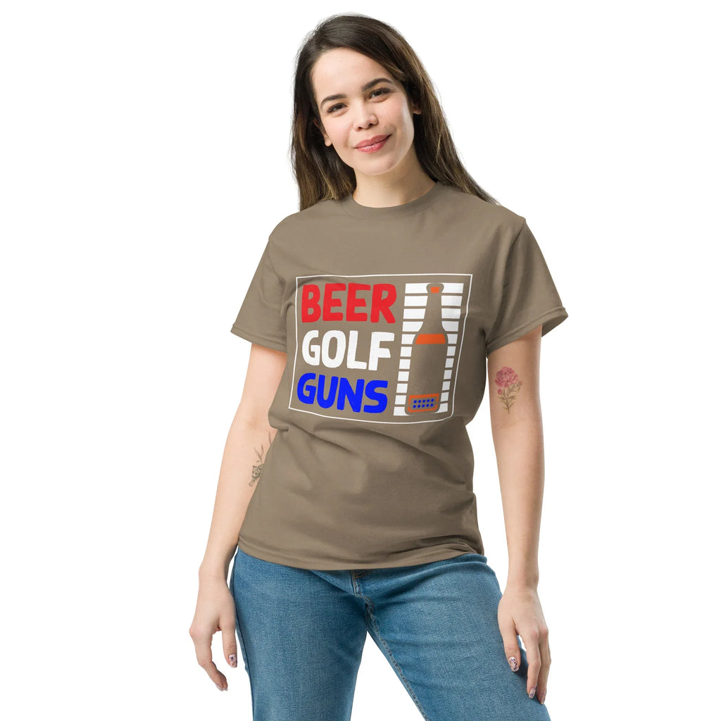 BEER GOLF GUNS unisex t-shirt - - - Printoo Shop