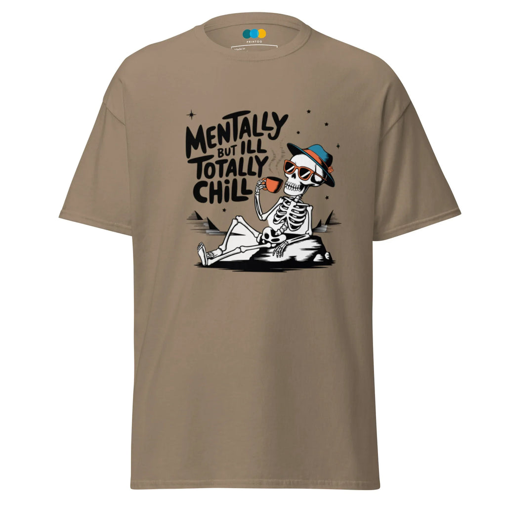 TOTALLY CHILL SKELETON men’s t-shirt - Charcoal / S - Printoo Shop - 8286677_15831