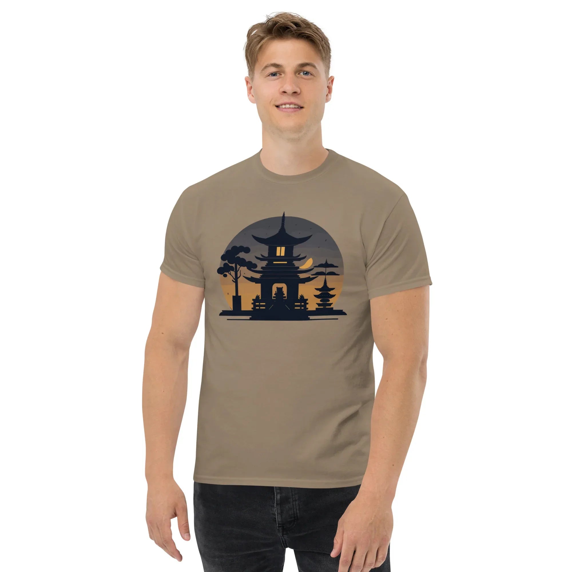 ZEN PAGODA NIGHT men’s t-shirt - Dark Chocolate / S - Printoo Shop - 2121444_15837