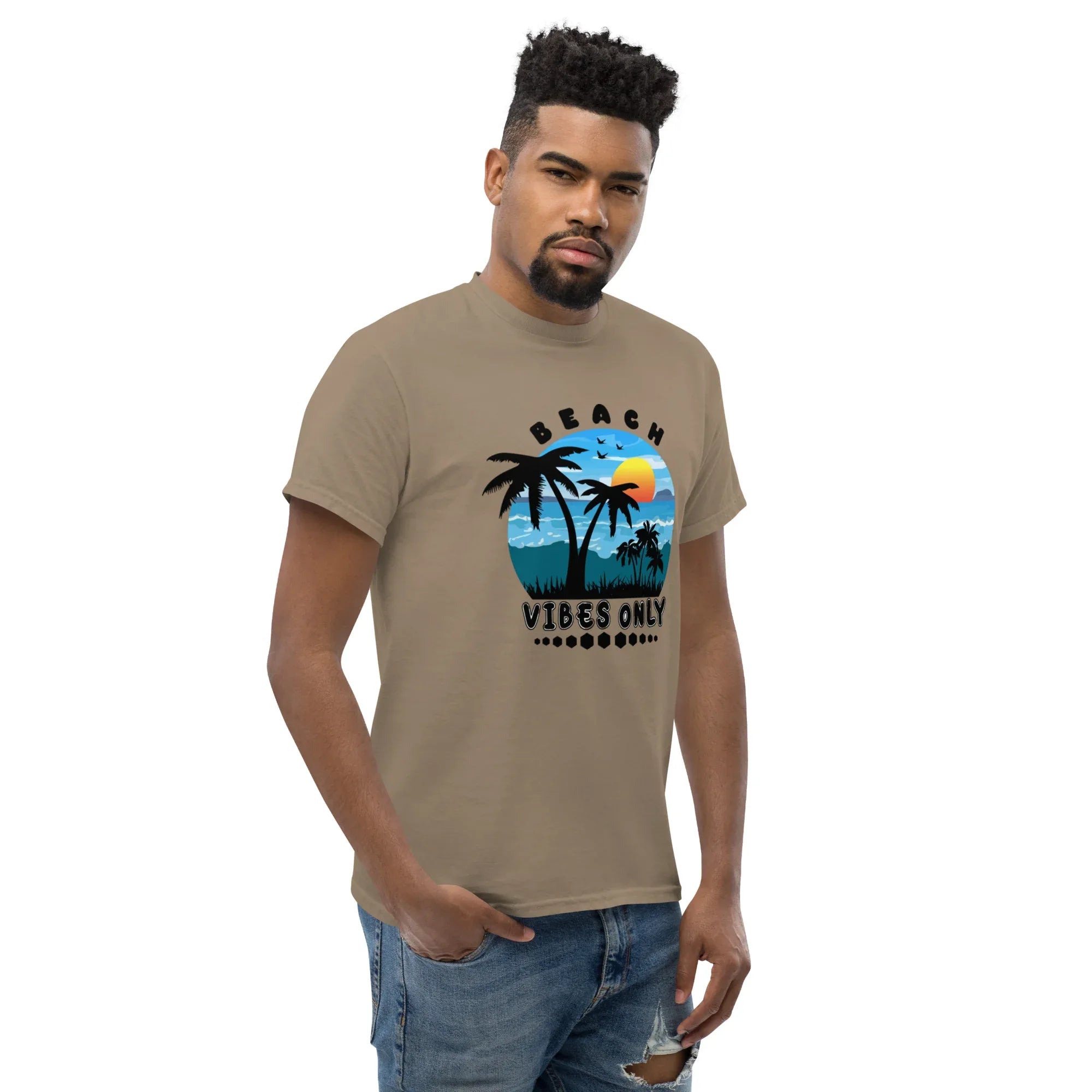 BEACH VIBES ONLY men’s t-shirt - Sapphire / S - Printoo Shop - 5821647_21659