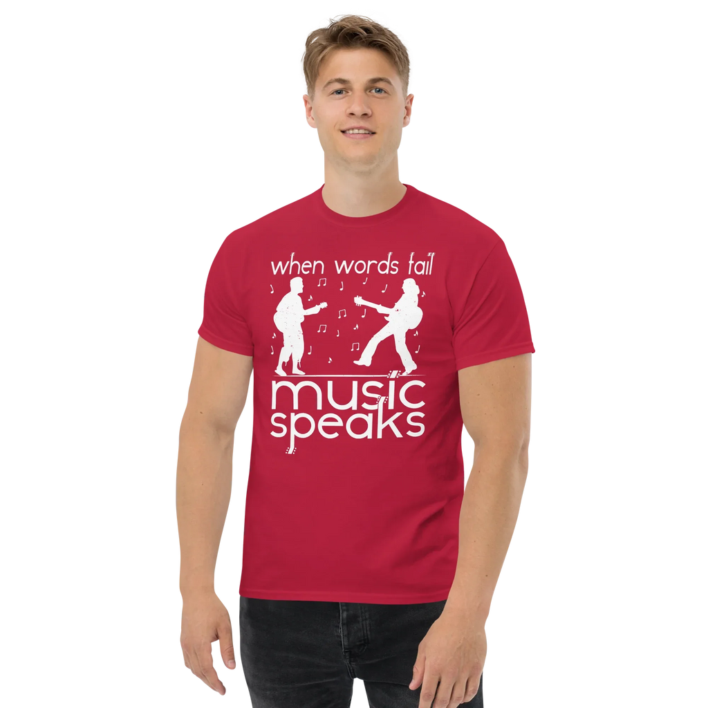 WHEN WORDS FAIL MUSIC SPEAKS unisex t-shirt - - Music t-shirts - Printoo Shop