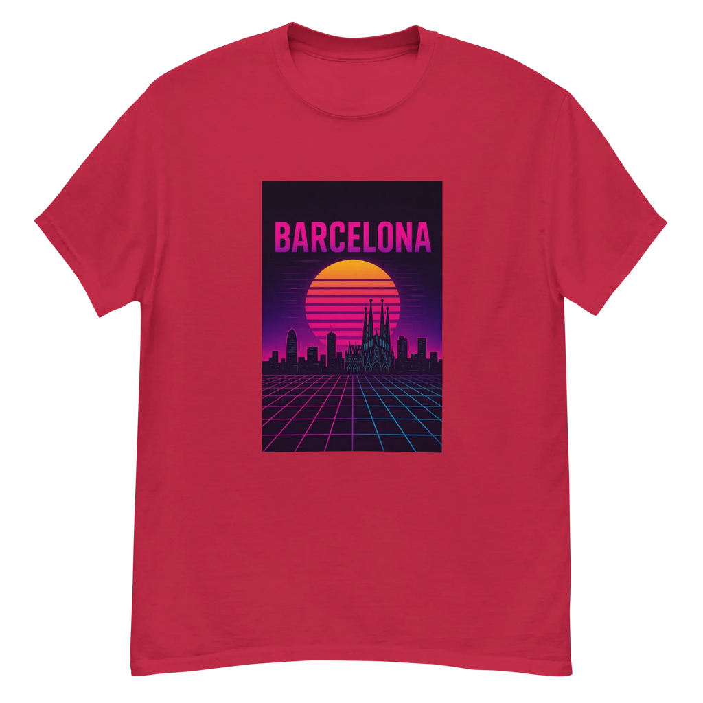 BARCELONA RETRO SYNTHWAVE unisex t-shirt - Printoo Shop - - Retro & Synthwave T-Shirts, t-shirt, unisex, Unisex Classic Tee | Gildan 5000