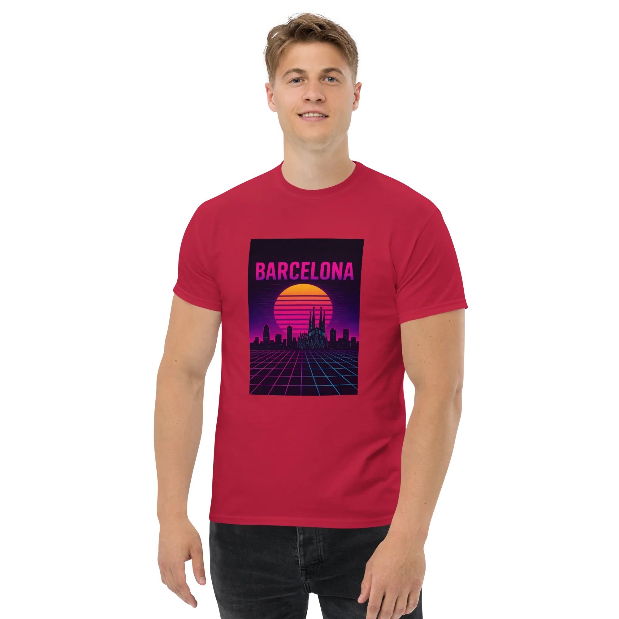 BARCELONA RETRO SYNTHWAVE unisex t-shirt - Printoo Shop - - Retro & Synthwave T-Shirts, t-shirt, unisex, Unisex Classic Tee | Gildan 5000