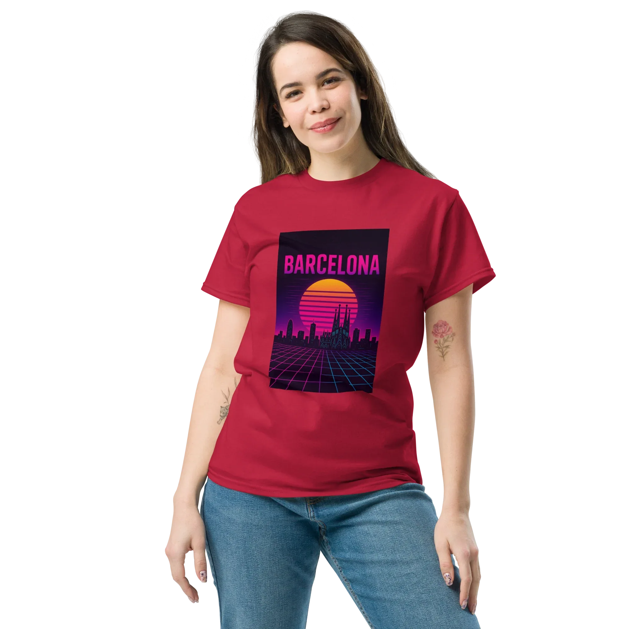 BARCELONA RETRO SYNTHWAVE unisex t-shirt - Printoo Shop - - Retro & Synthwave T-Shirts, t-shirt, unisex, Unisex Classic Tee | Gildan 5000