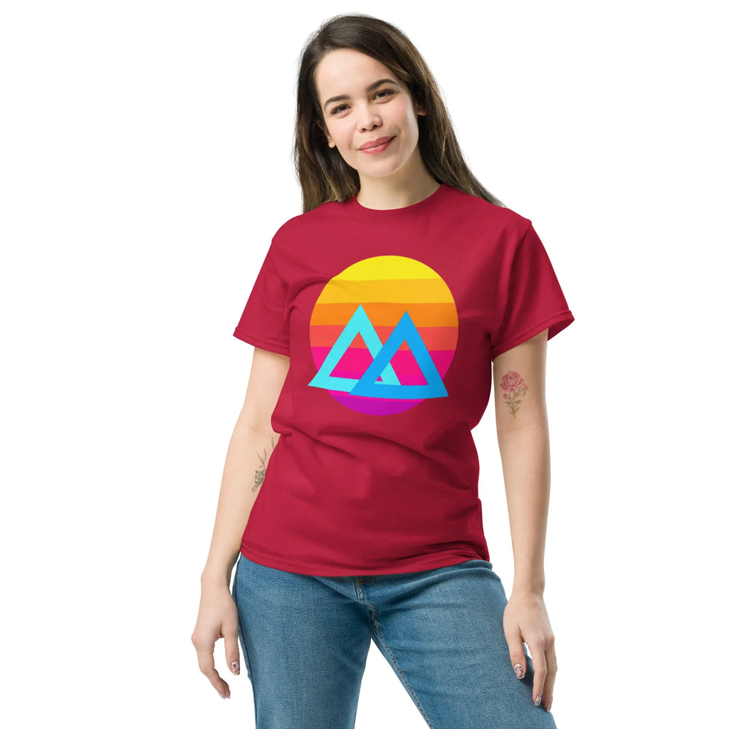 SUNSET GEOMETRY unisex t-shirt - Printoo Shop - - Retro & Synthwave T-Shirts, t-shirt, unisex, Unisex Classic Tee | Gildan 5000