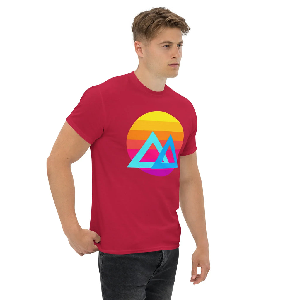 SUNSET GEOMETRY unisex t-shirt - Printoo Shop - - Retro & Synthwave T-Shirts, t-shirt, unisex, Unisex Classic Tee | Gildan 5000