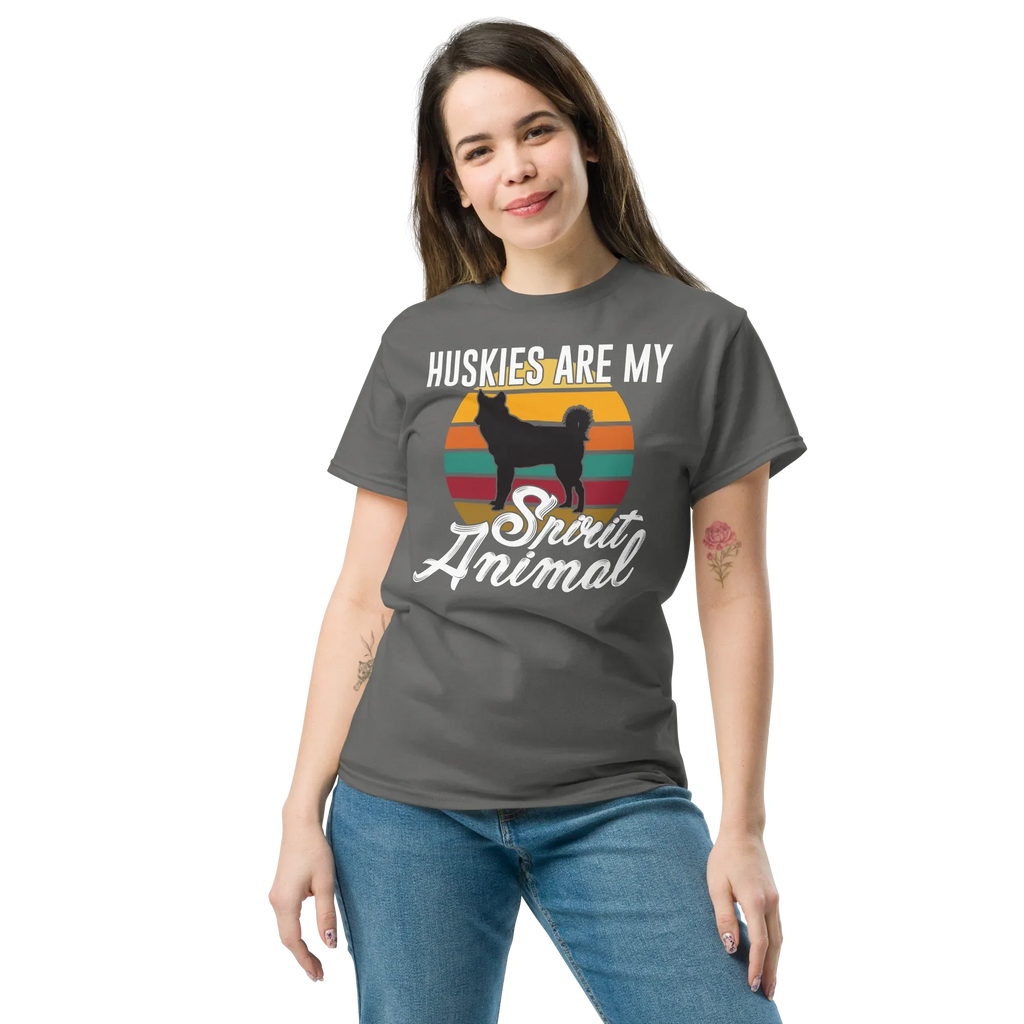 HUSKIES ARE MY SPIRIT ANIMAL unisex t-shirt - - - Printoo Shop