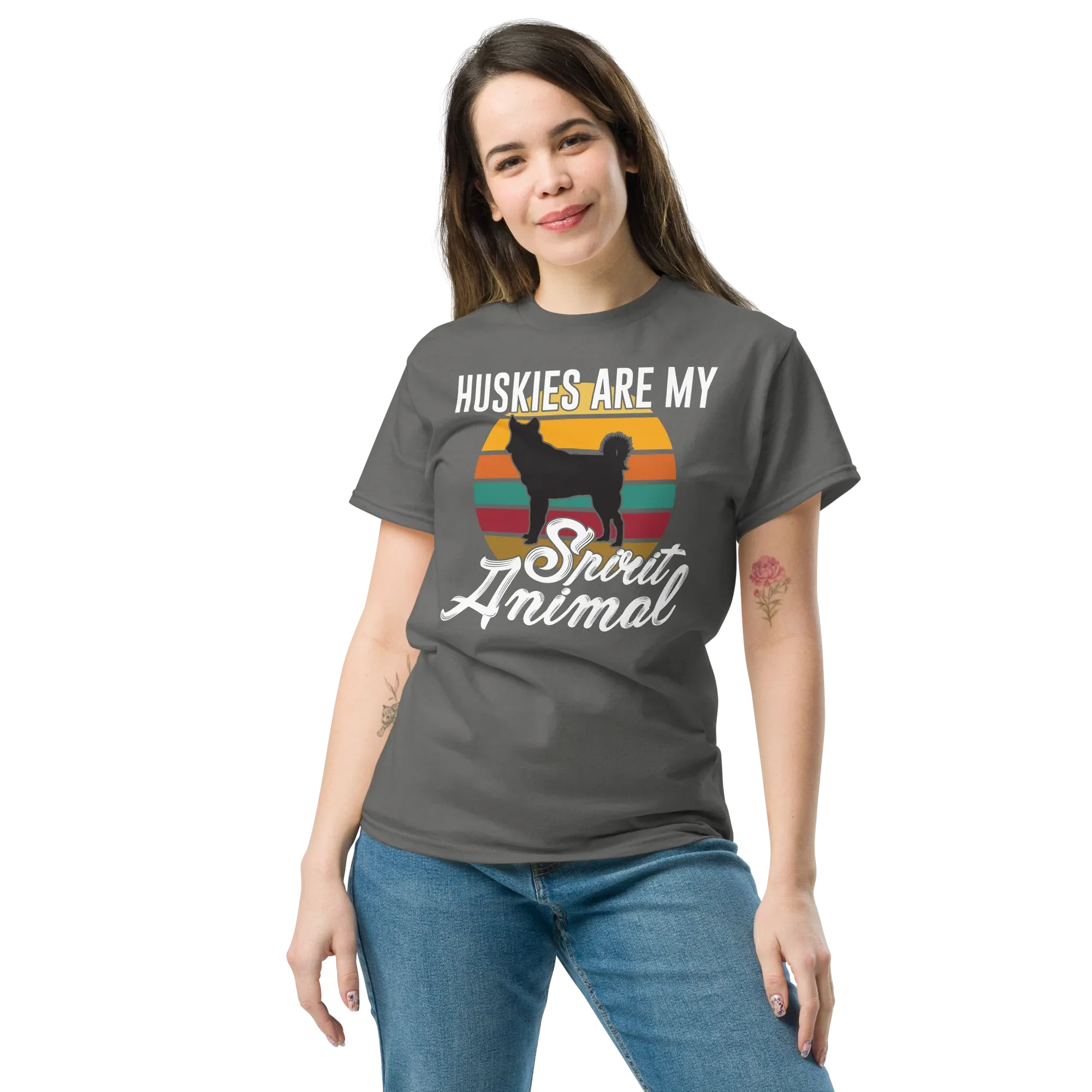 HUSKIES ARE MY SPIRIT ANIMAL unisex t-shirt - - - Printoo Shop