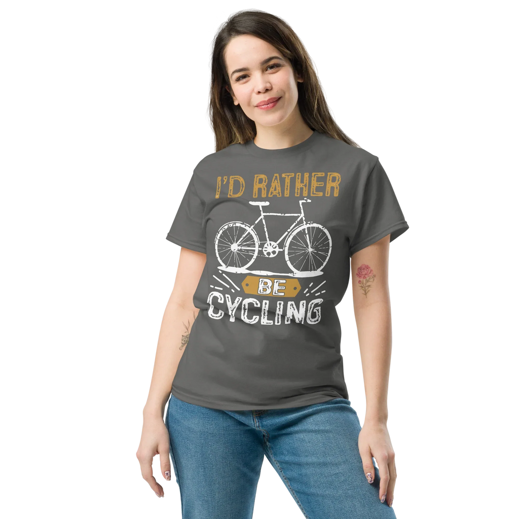 I'D RATHER BE CYCLING unisex t-shirt - - Bicycle t-shirts - Printoo Shop