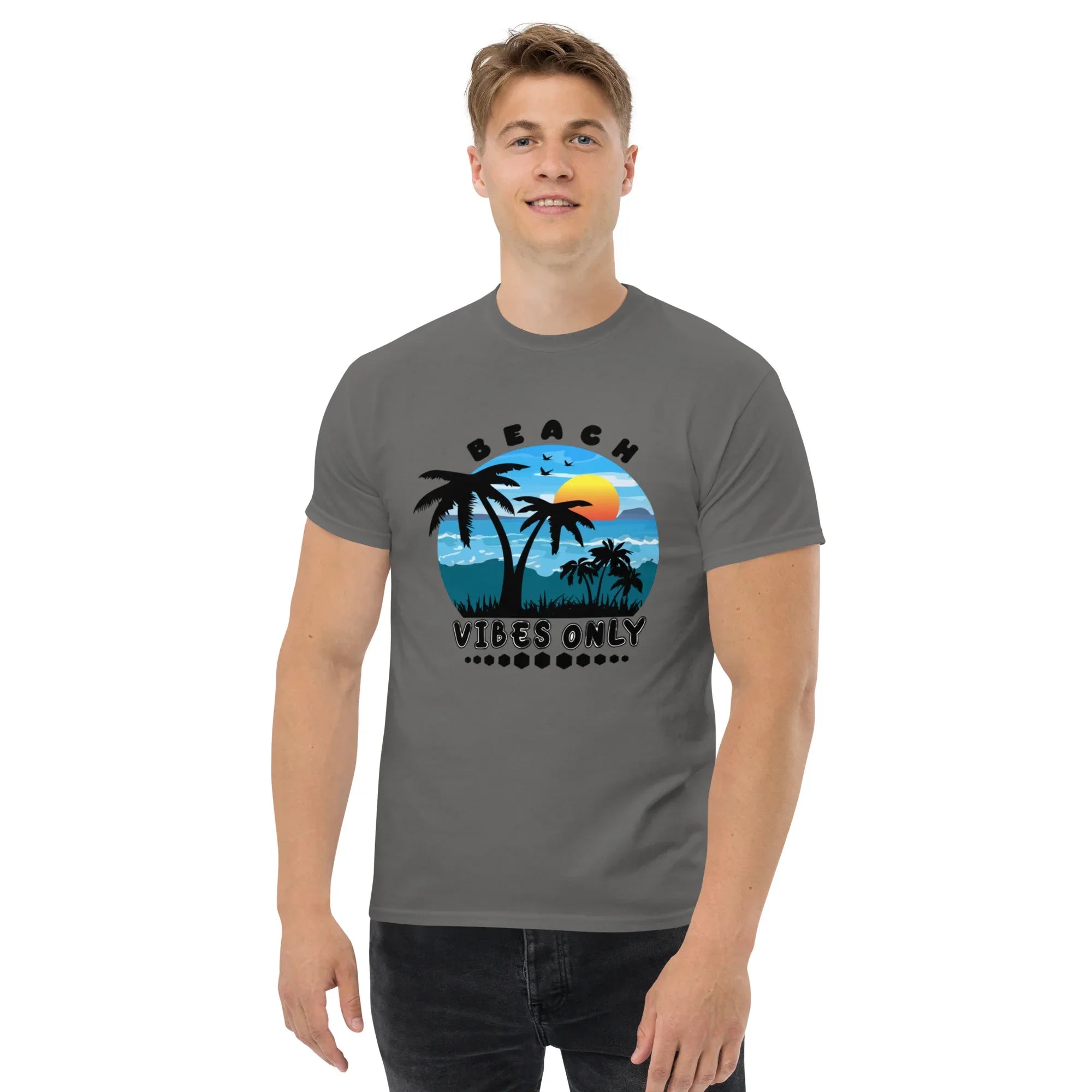 BEACH VIBES ONLY men’s t-shirt - Sapphire / S - Printoo Shop - 5821647_21659