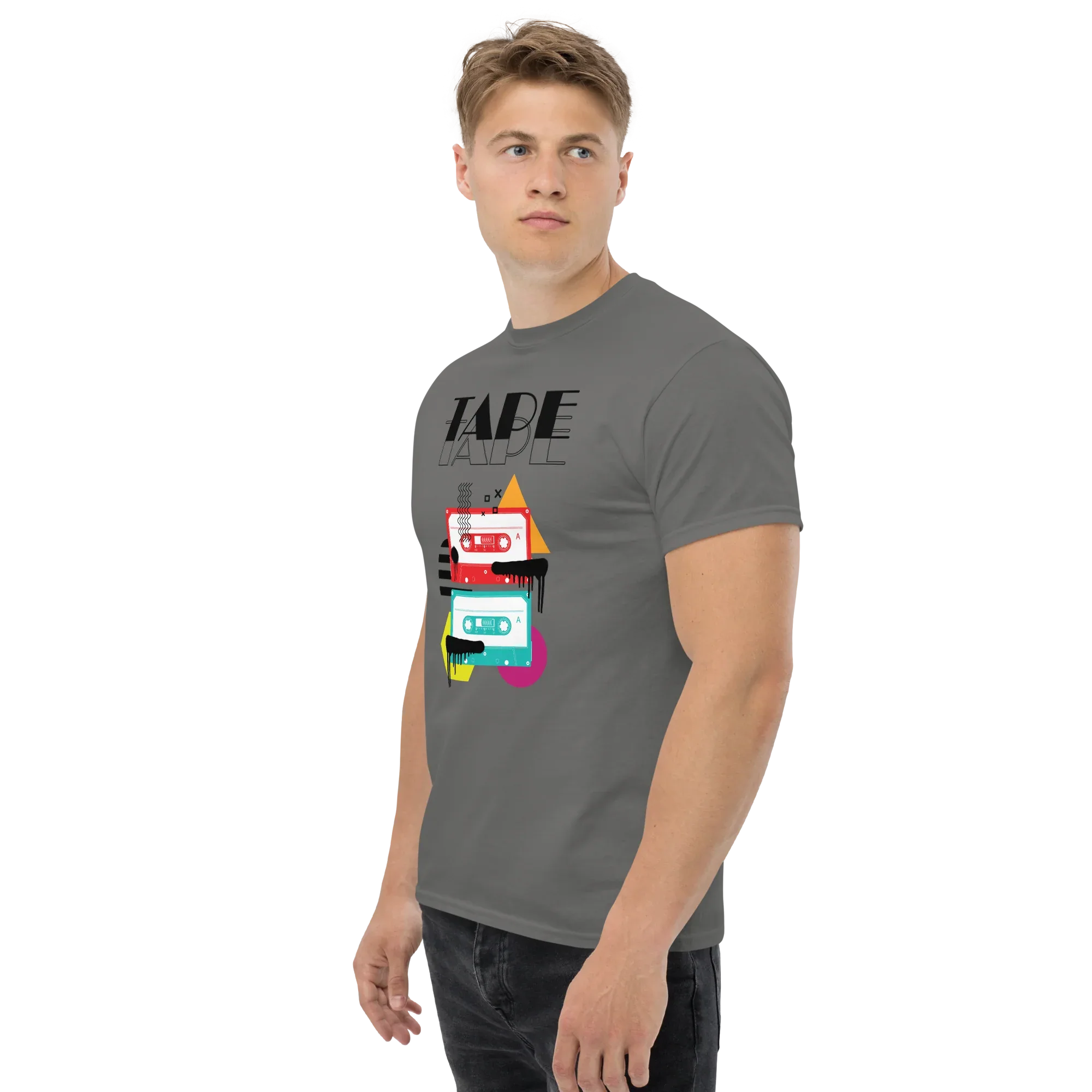 RETRO VIBE TAPE ART men’s t-shirt - Dark Heather / S - Printoo Shop - 3593913_15843