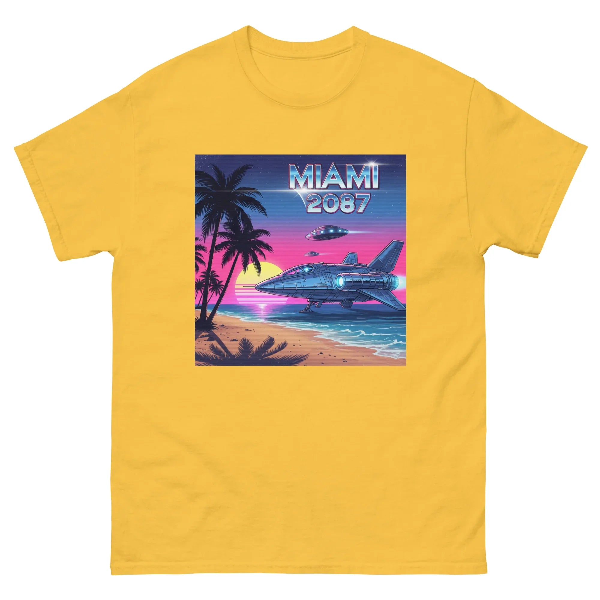 MIAMI 2087 FUTURE CITY unisex t-shirt - Printoo Shop - - Retro & Synthwave T-Shirts, t-shirt, unisex, Unisex Classic Tee | Gildan 5000