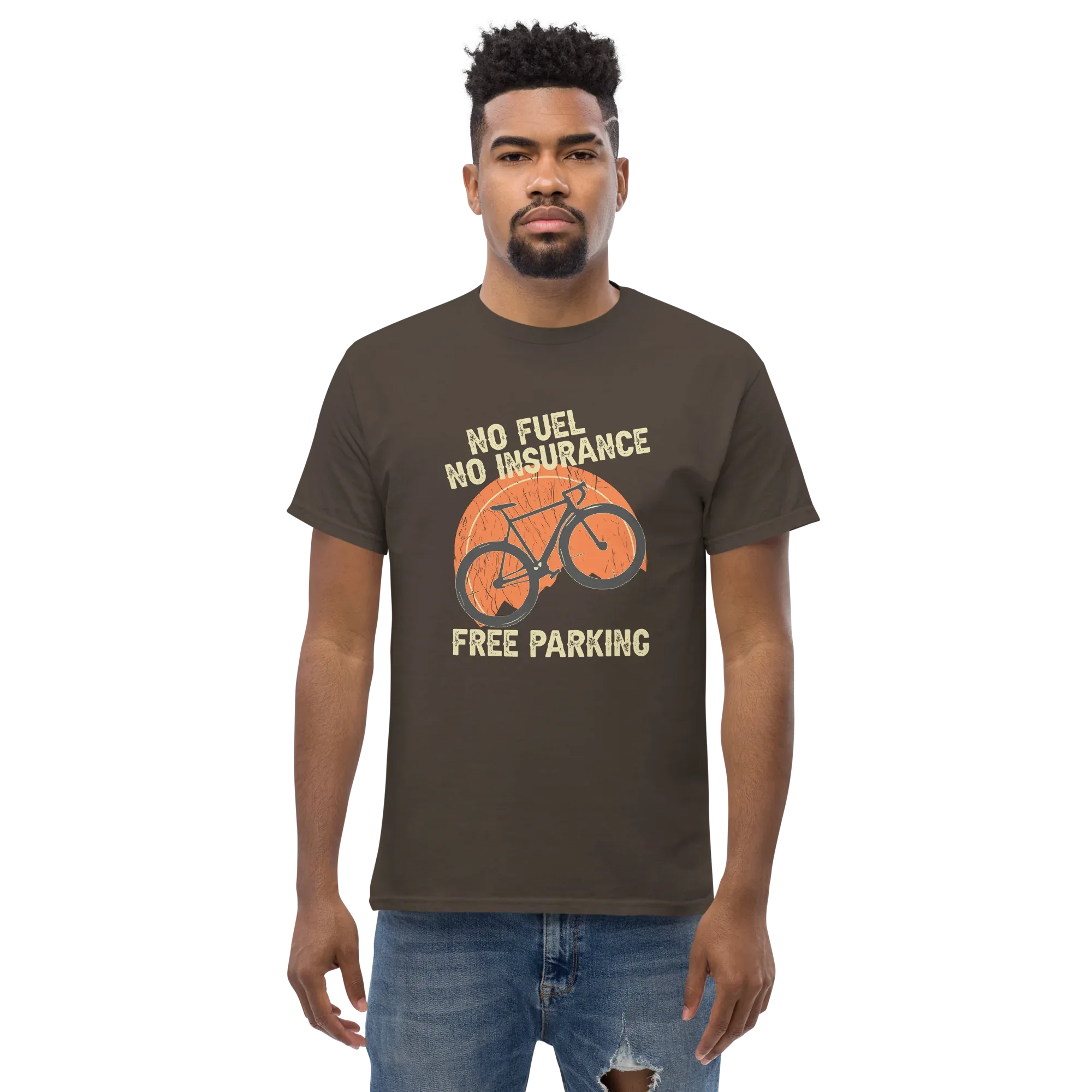 NO FUEL - NO INSURANCE - FREE PARKING unisex t-shirt - - Bicycle t-shirts - Printoo Shop
