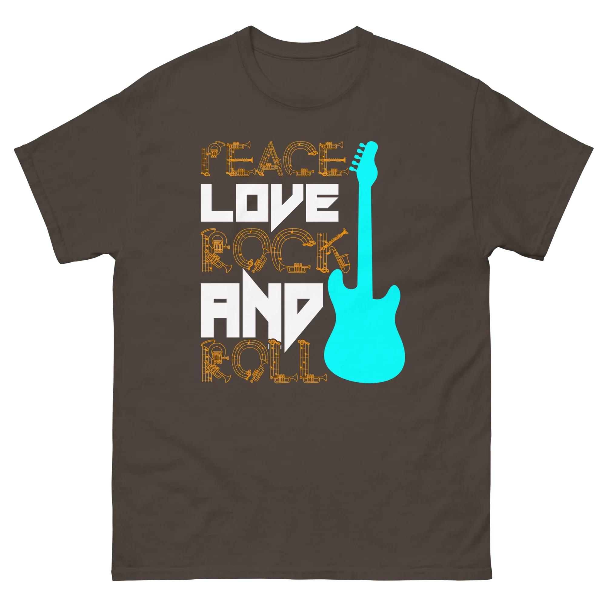 PEACE LOVE ROCK AND ROLL unisex t-shirt - - Music t-shirts - Printoo Shop