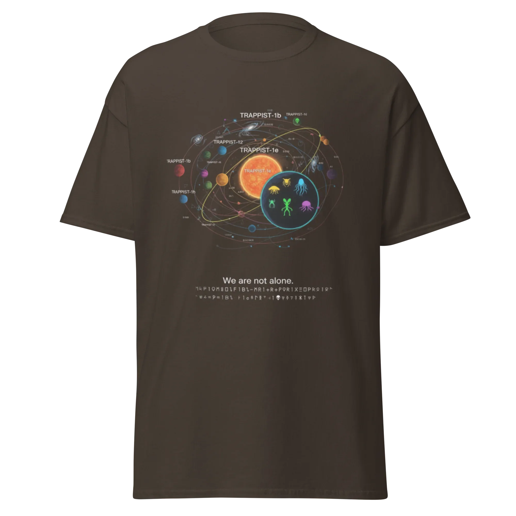 COSMIC TRUTH - WE ARE NOT ALONE - TRAPPIST-1 SYSTEM DESIGN unisex t-shirt - Printoo Shop - - Astronomy, Fantasy, t-shirt, unisex, Unisex Classic Tee | Gildan 5000