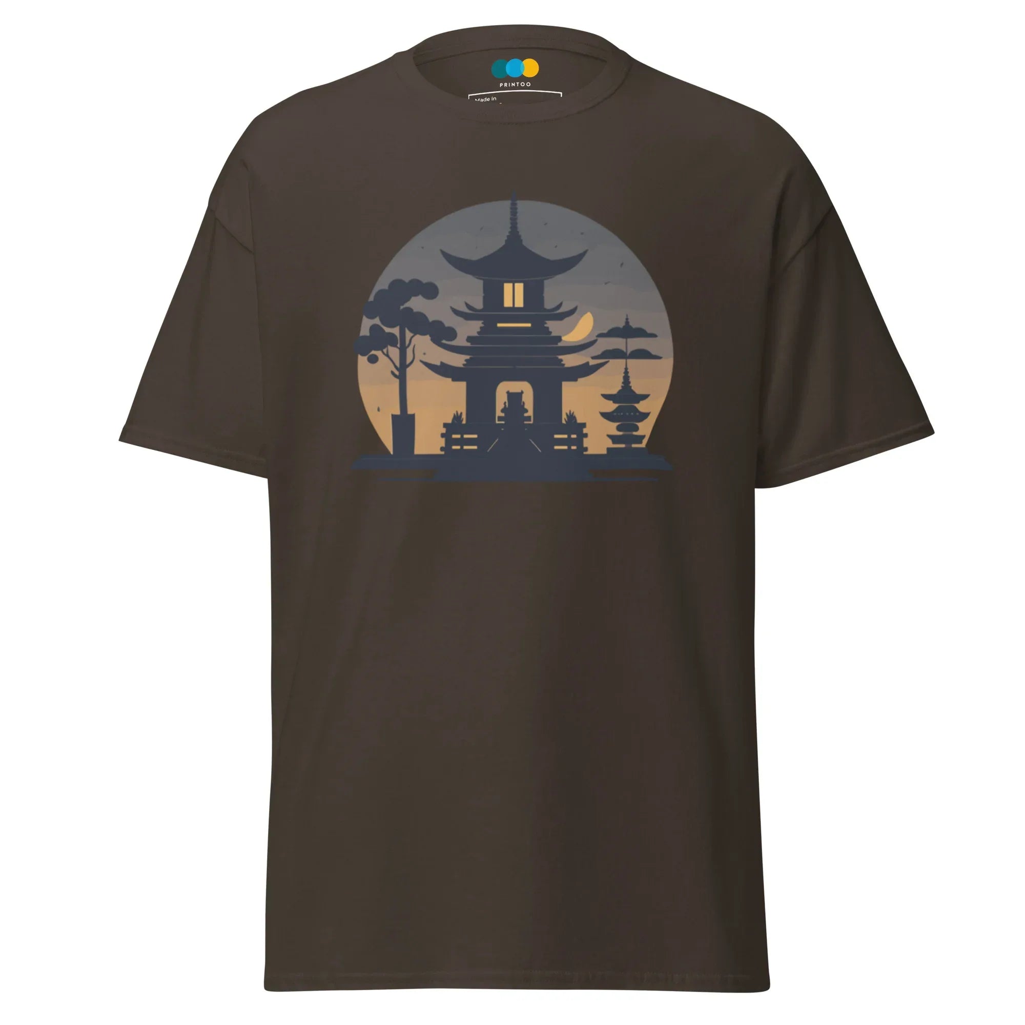 ZEN PAGODA NIGHT men’s t-shirt - Dark Chocolate / S - Printoo Shop - 2121444_15837