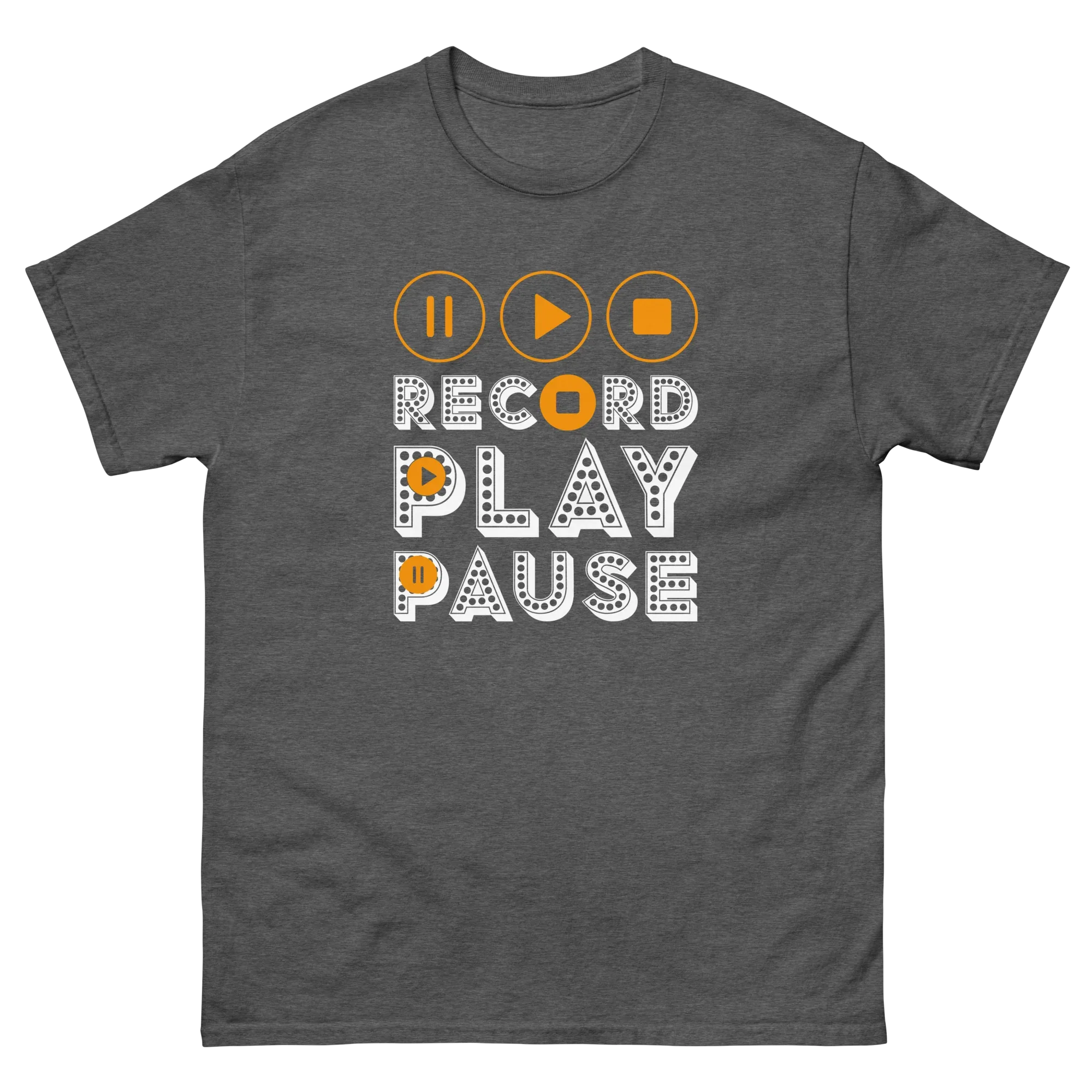 RECORD PLAY PAUSE unisex t-shirt - - Music t-shirts - Printoo Shop