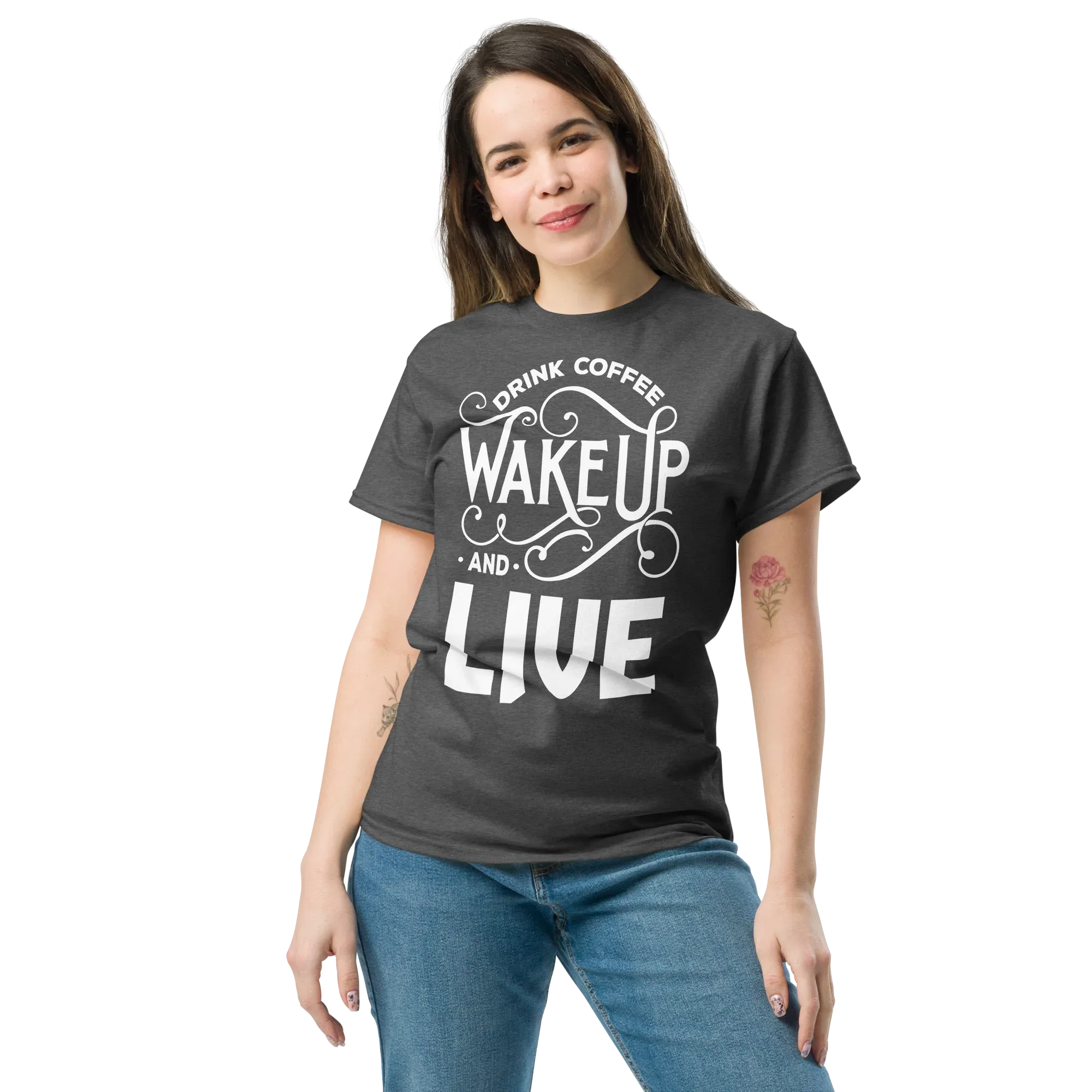 DRINK COFFEE WAKE UP AND LIVE unisex t-shirt - Printoo Shop - - t-shirt, unisex, Unisex Classic Tee | Gildan 5000
