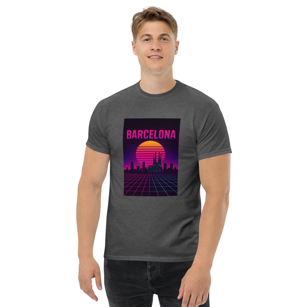 BARCELONA RETRO SYNTHWAVE unisex t-shirt - Printoo Shop - - Retro & Synthwave T-Shirts, t-shirt, unisex, Unisex Classic Tee | Gildan 5000