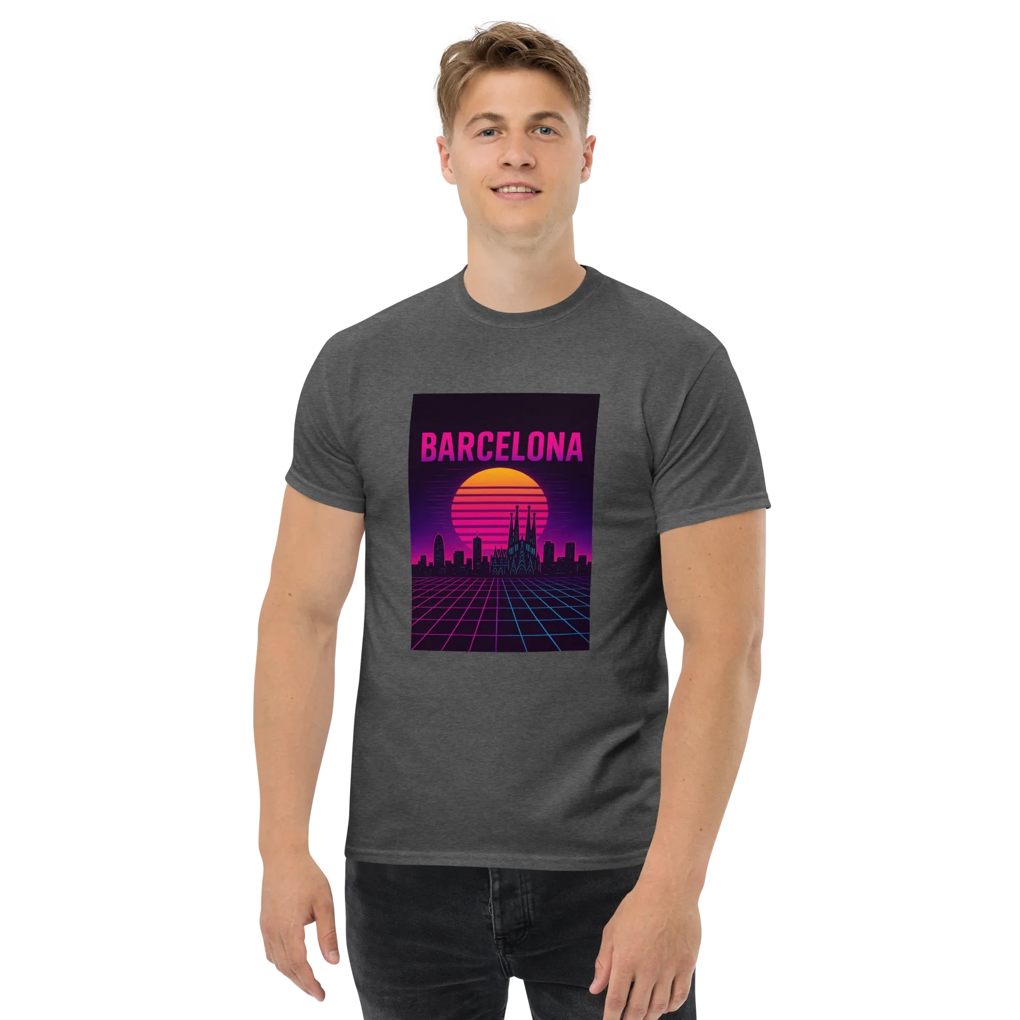 BARCELONA RETRO SYNTHWAVE unisex t-shirt - Printoo Shop - - Retro & Synthwave T-Shirts, t-shirt, unisex, Unisex Classic Tee | Gildan 5000