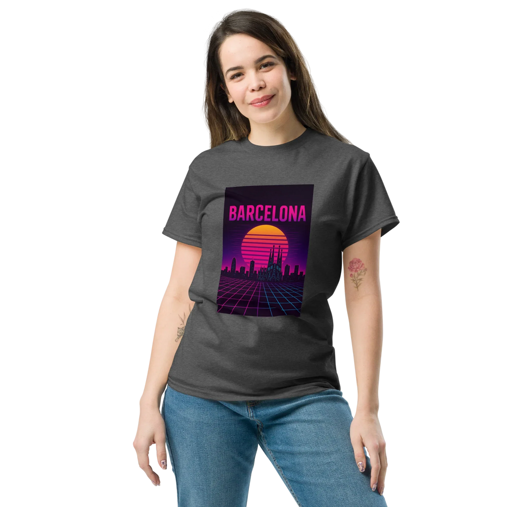 BARCELONA RETRO SYNTHWAVE unisex t-shirt - Printoo Shop - - Retro & Synthwave T-Shirts, t-shirt, unisex, Unisex Classic Tee | Gildan 5000