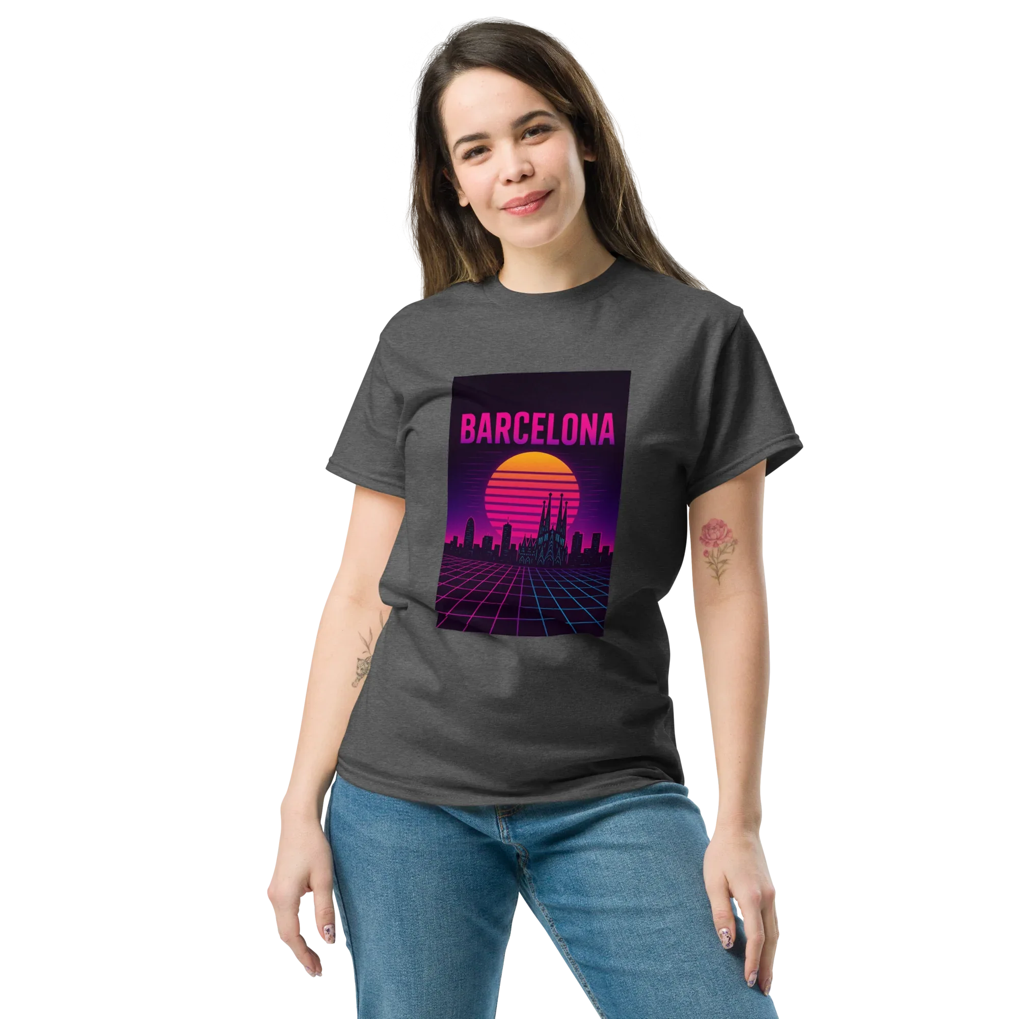 BARCELONA RETRO SYNTHWAVE unisex t-shirt - Printoo Shop - - Retro & Synthwave T-Shirts, t-shirt, unisex, Unisex Classic Tee | Gildan 5000