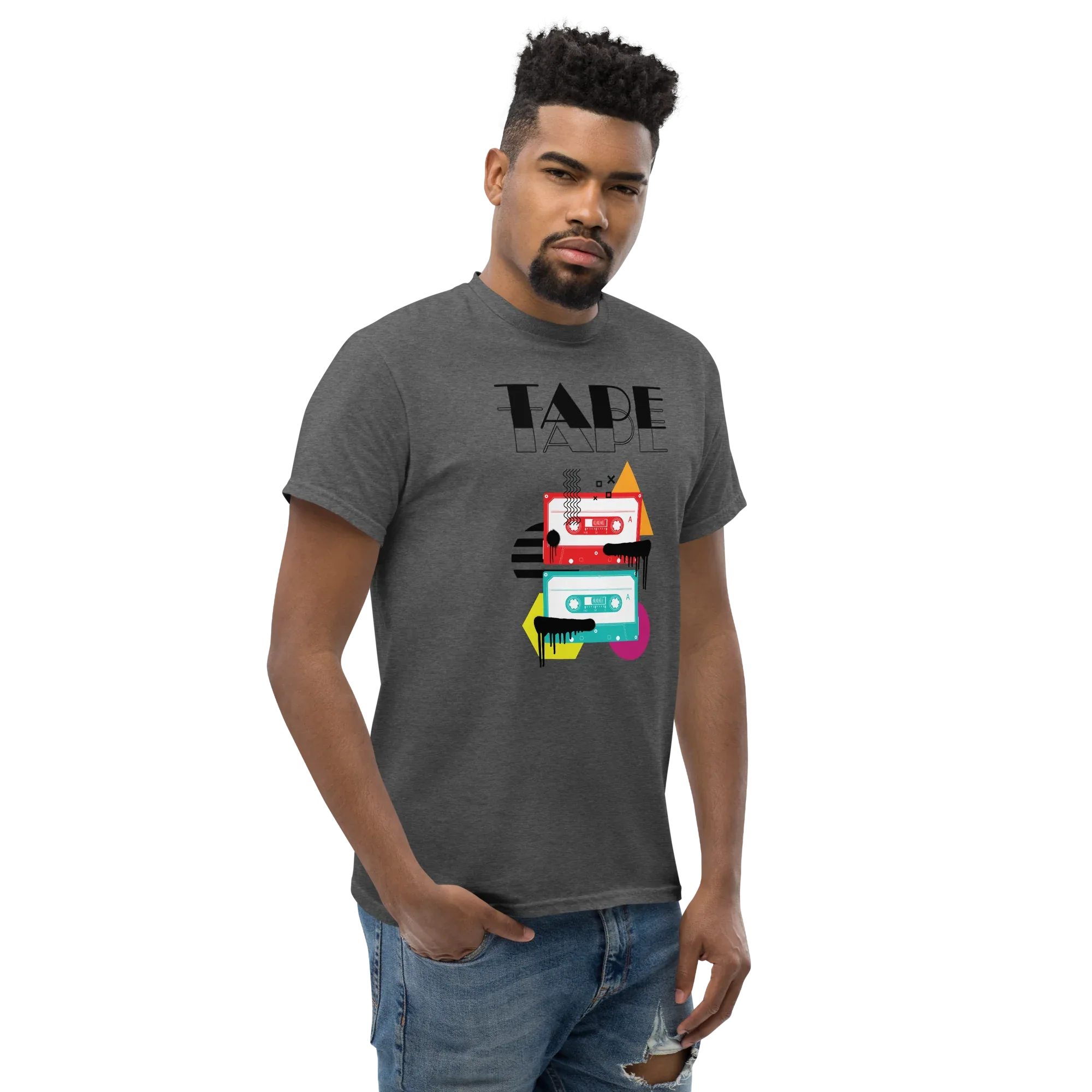 RETRO VIBE TAPE ART men’s t-shirt - Dark Heather / S - Printoo Shop - 3593913_15843