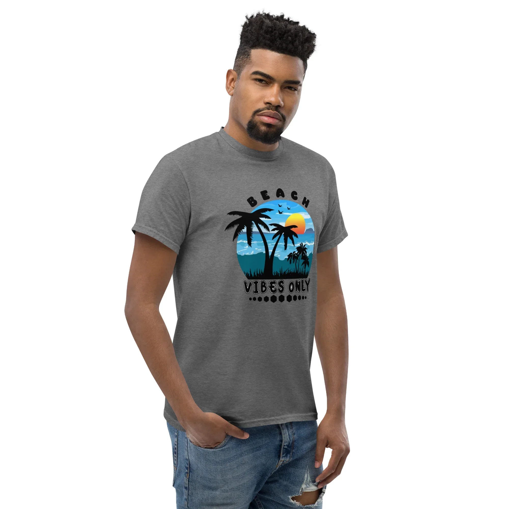 BEACH VIBES ONLY men’s t-shirt - Sapphire / S - Printoo Shop - 5821647_21659
