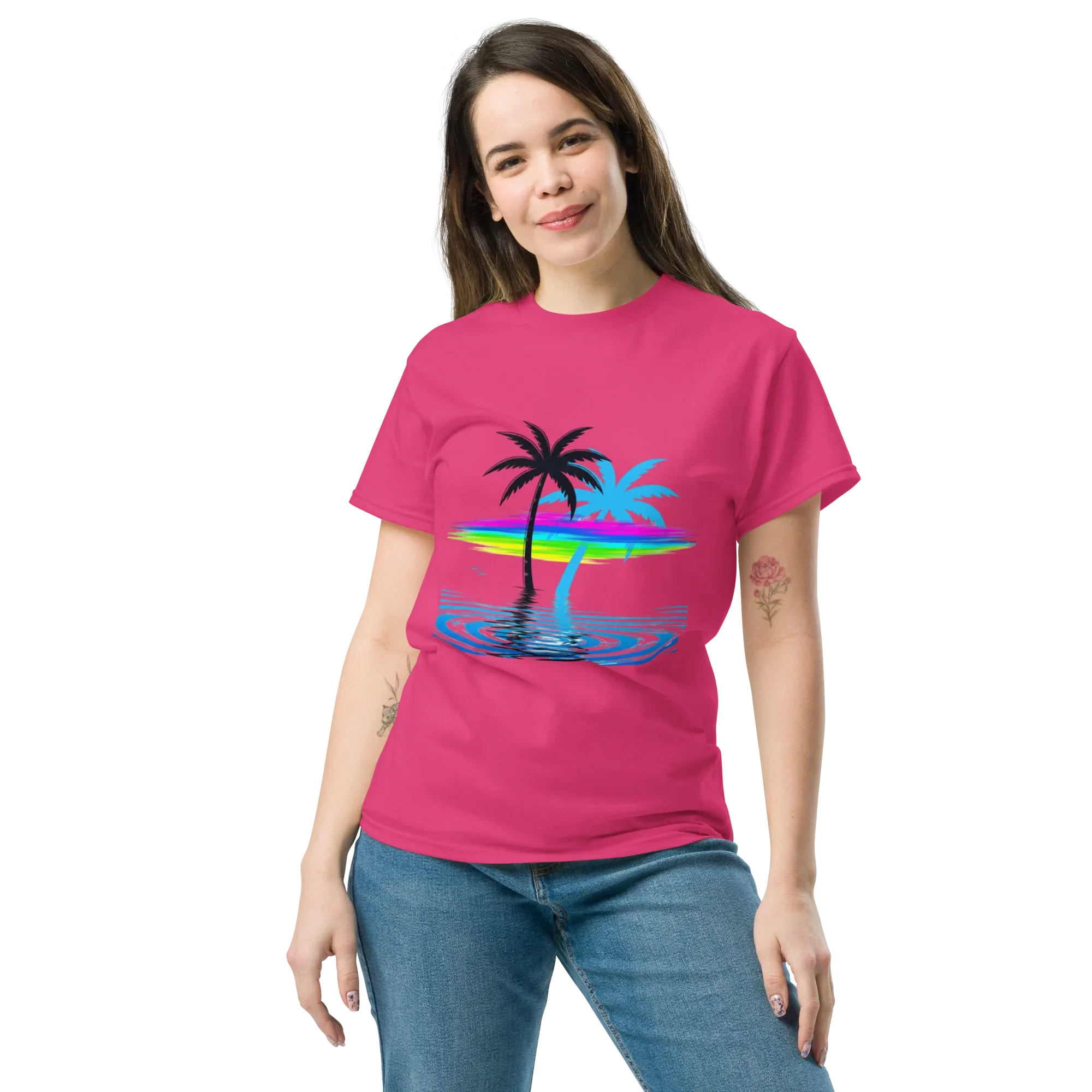 TROPICAL PARADISE PALM unisex t-shirt - Printoo Shop - - Retro & Synthwave T-Shirts, t-shirt, unisex, Unisex Classic Tee | Gildan 5000